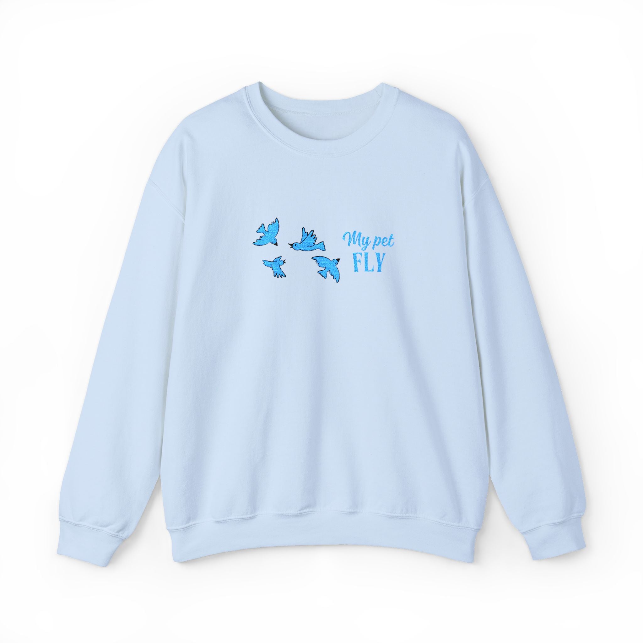 Crewneck Sweatshirt — Blue Butterflies "May We All Fly" Graphic