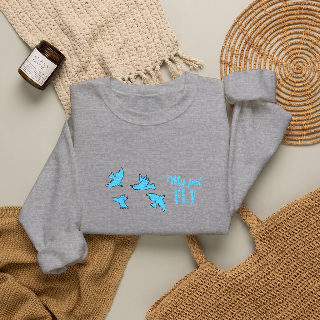 Crewneck Sweatshirt — Blue Butterflies "May We All Fly" Graphic