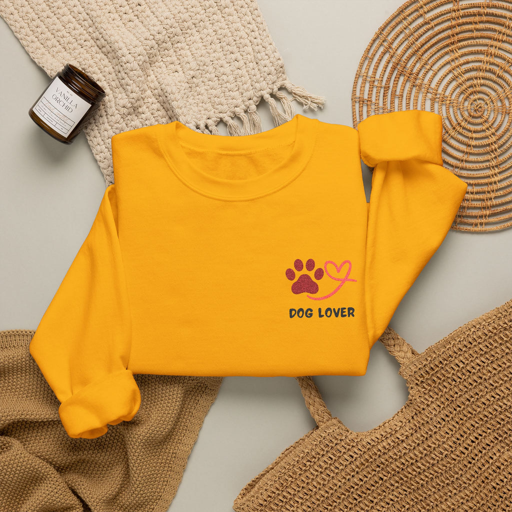 Pet Lover Crewneck Sweatshirt — Red Paw & Heart "Dog Mom" Design