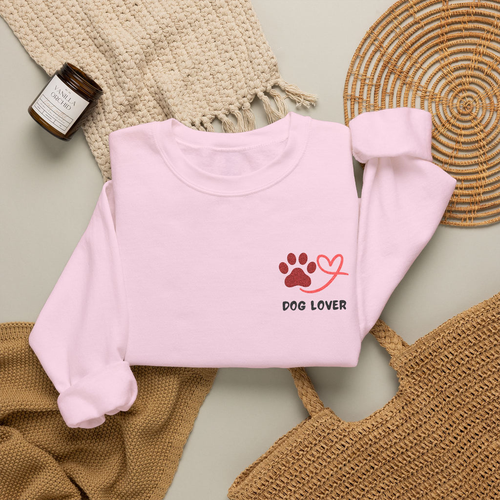 Pet Lover Crewneck Sweatshirt — Red Paw & Heart "Dog Mom" Design