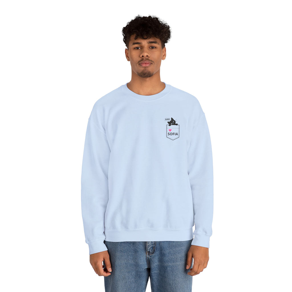 Pocket Cat Crewneck Sweatshirt — Personalized 'Sofia' Pocket Design