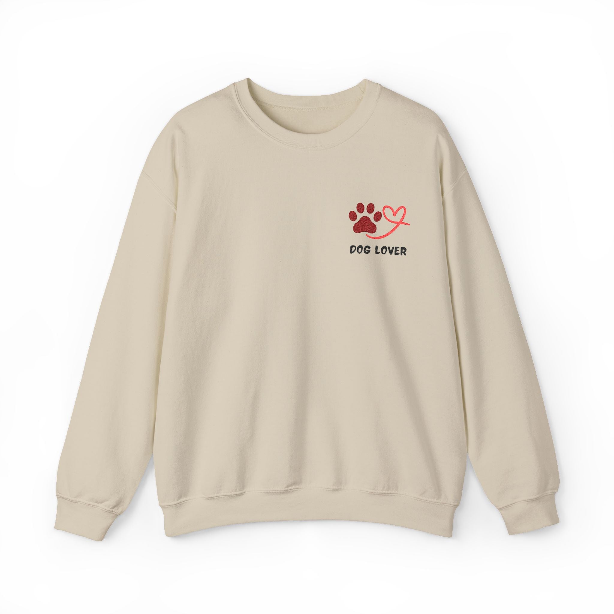 Pet Lover Crewneck Sweatshirt — Red Paw & Heart "Dog Mom" Design