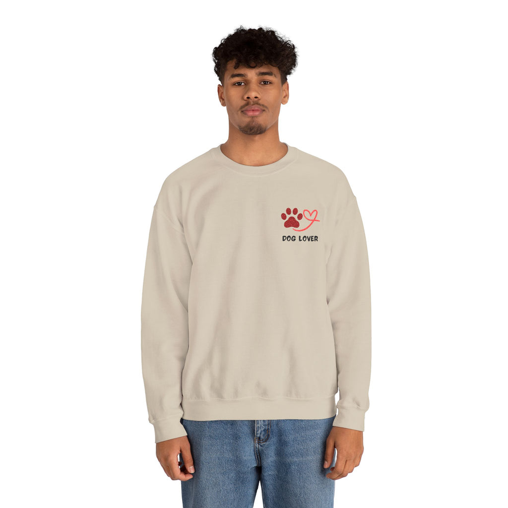 Pet Lover Crewneck Sweatshirt — Red Paw & Heart "Dog Mom" Design