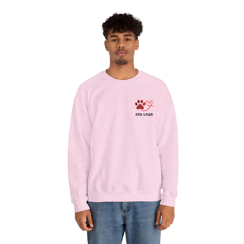 Pet Lover Crewneck Sweatshirt — Red Paw & Heart "Dog Mom" Design