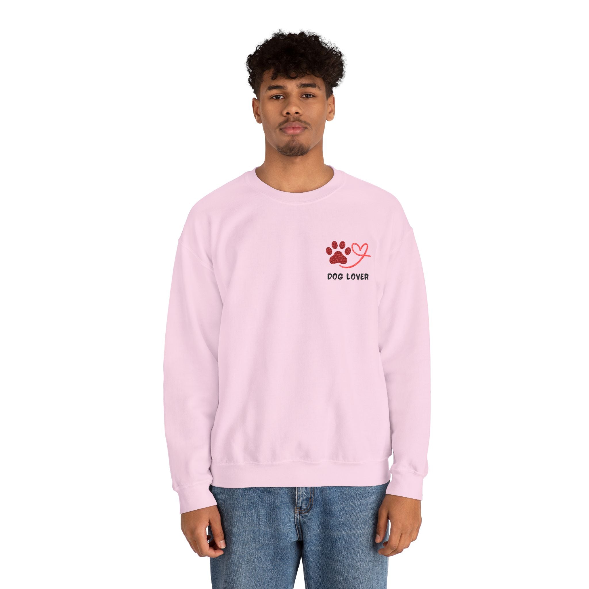 Pet Lover Crewneck Sweatshirt — Red Paw & Heart "Dog Mom" Design