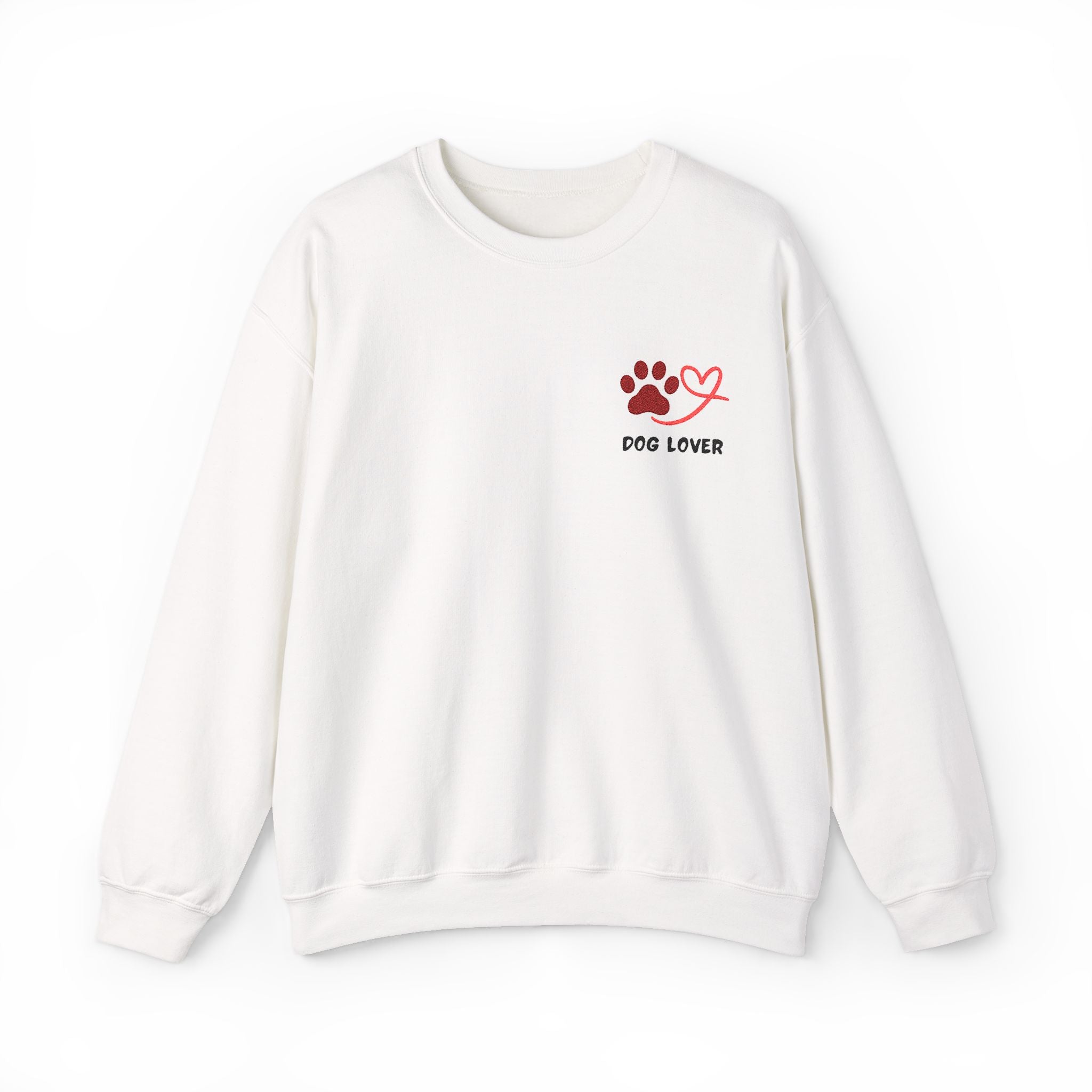 Pet Lover Crewneck Sweatshirt — Red Paw & Heart "Dog Mom" Design