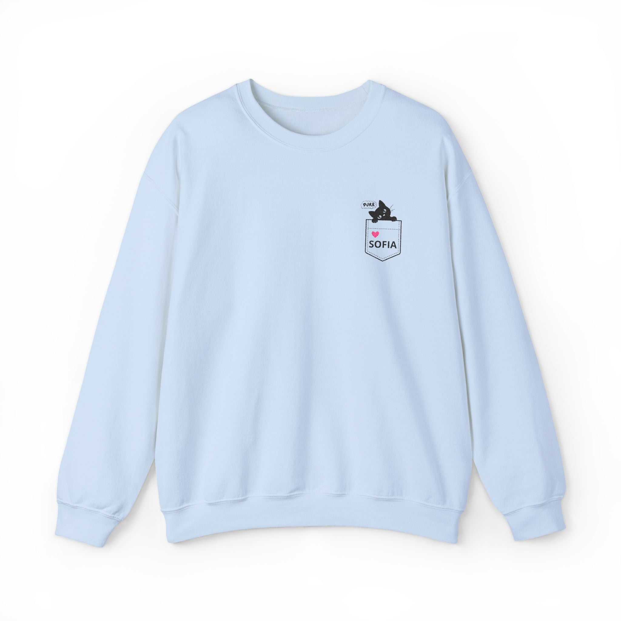 Pocket Cat Crewneck Sweatshirt — Personalized 'Sofia' Pocket Design