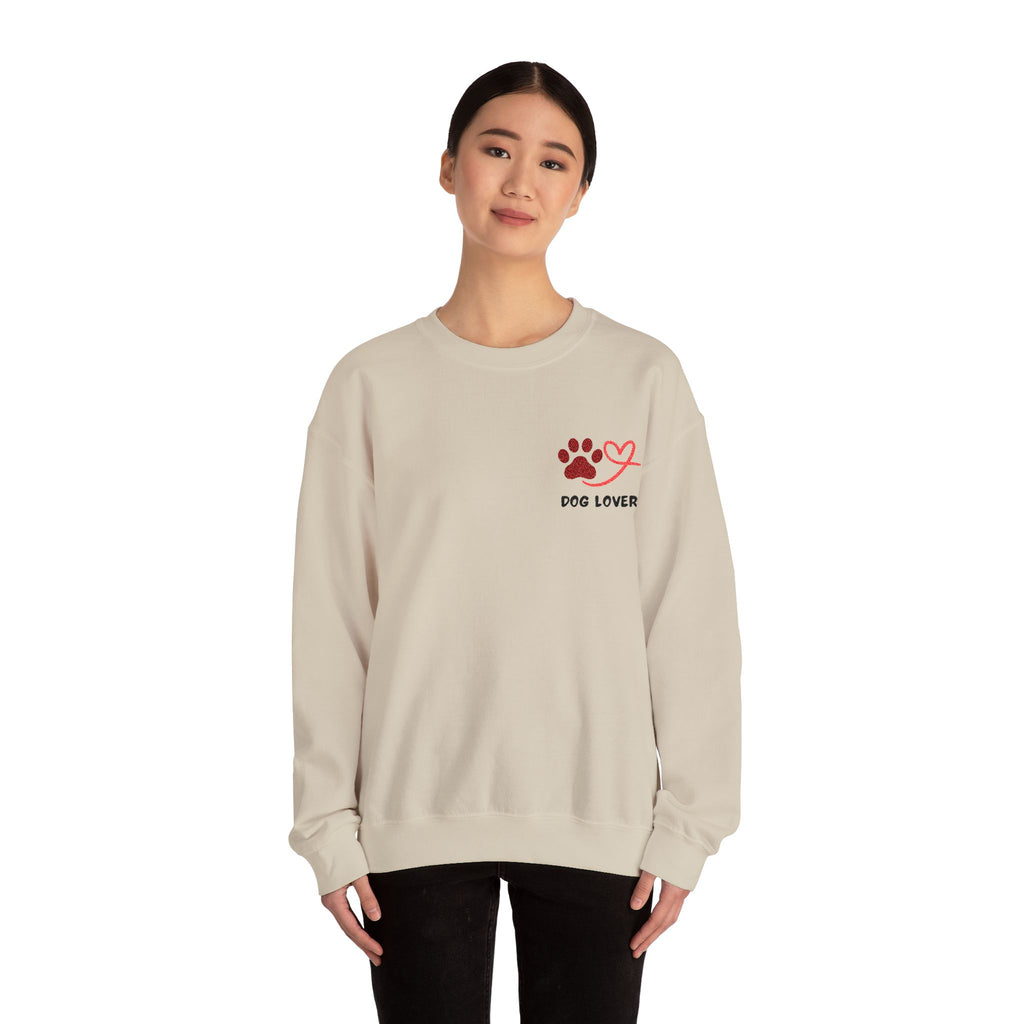 Pet Lover Crewneck Sweatshirt — Red Paw & Heart "Dog Mom" Design
