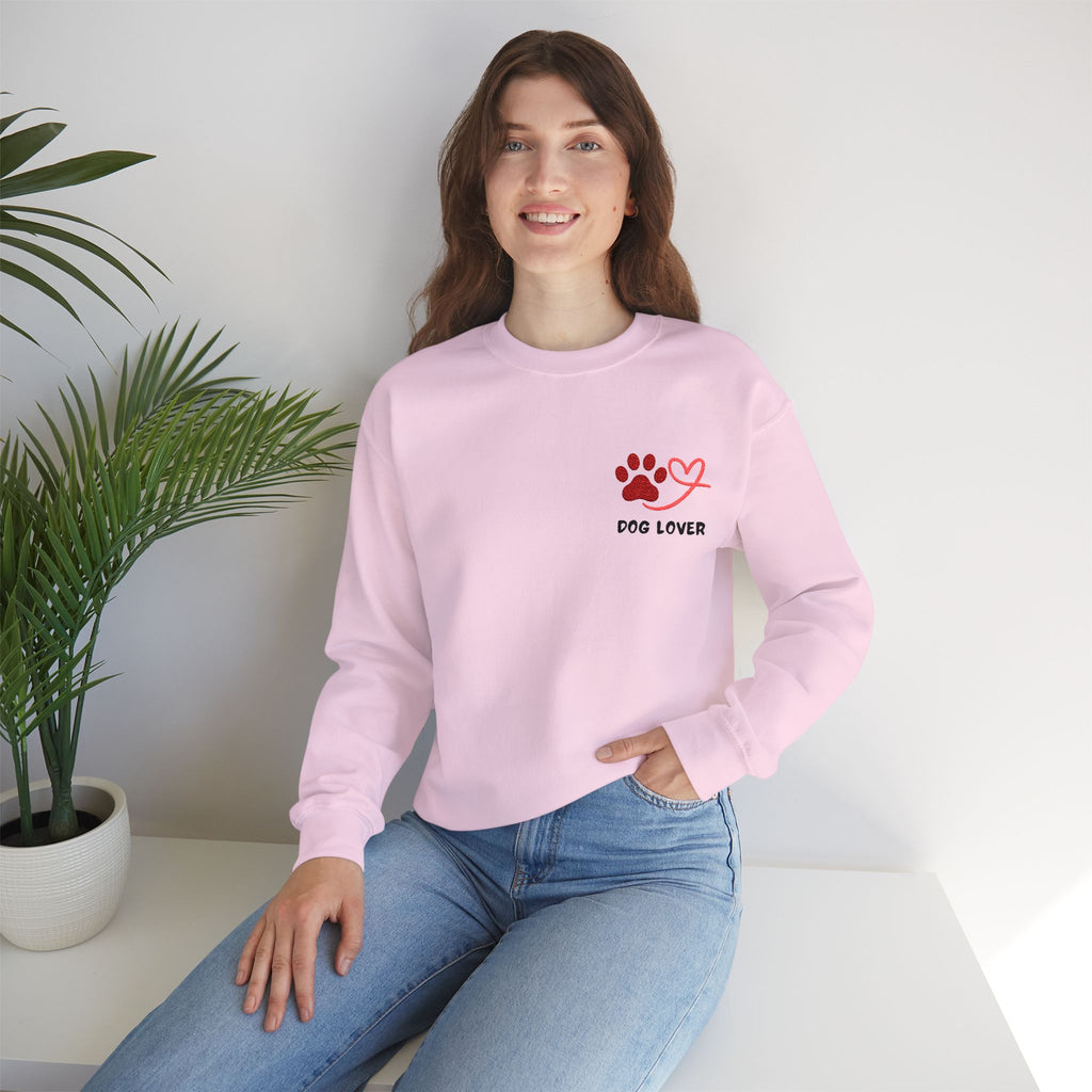 Pet Lover Crewneck Sweatshirt — Red Paw & Heart "Dog Mom" Design