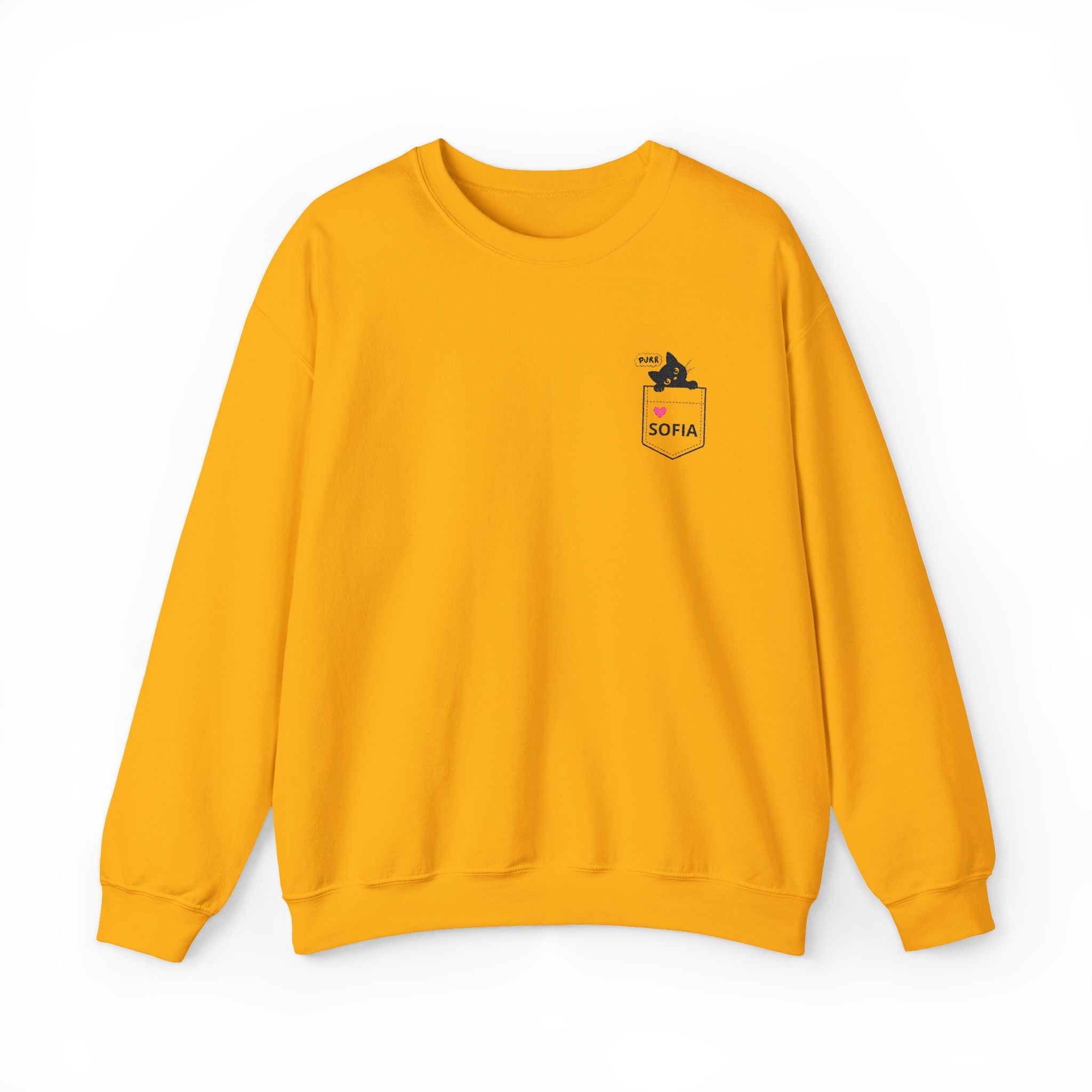 Pocket Cat Crewneck Sweatshirt — Personalized 'Sofia' Pocket Design