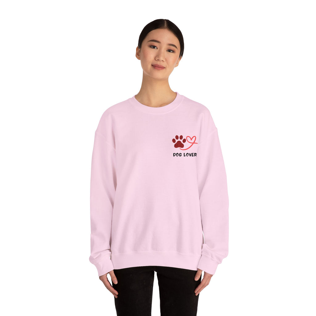 Pet Lover Crewneck Sweatshirt — Red Paw & Heart "Dog Mom" Design
