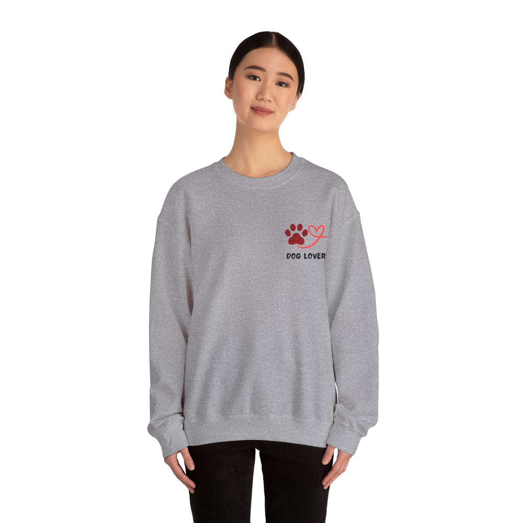 Pet Lover Crewneck Sweatshirt — Red Paw & Heart "Dog Mom" Design
