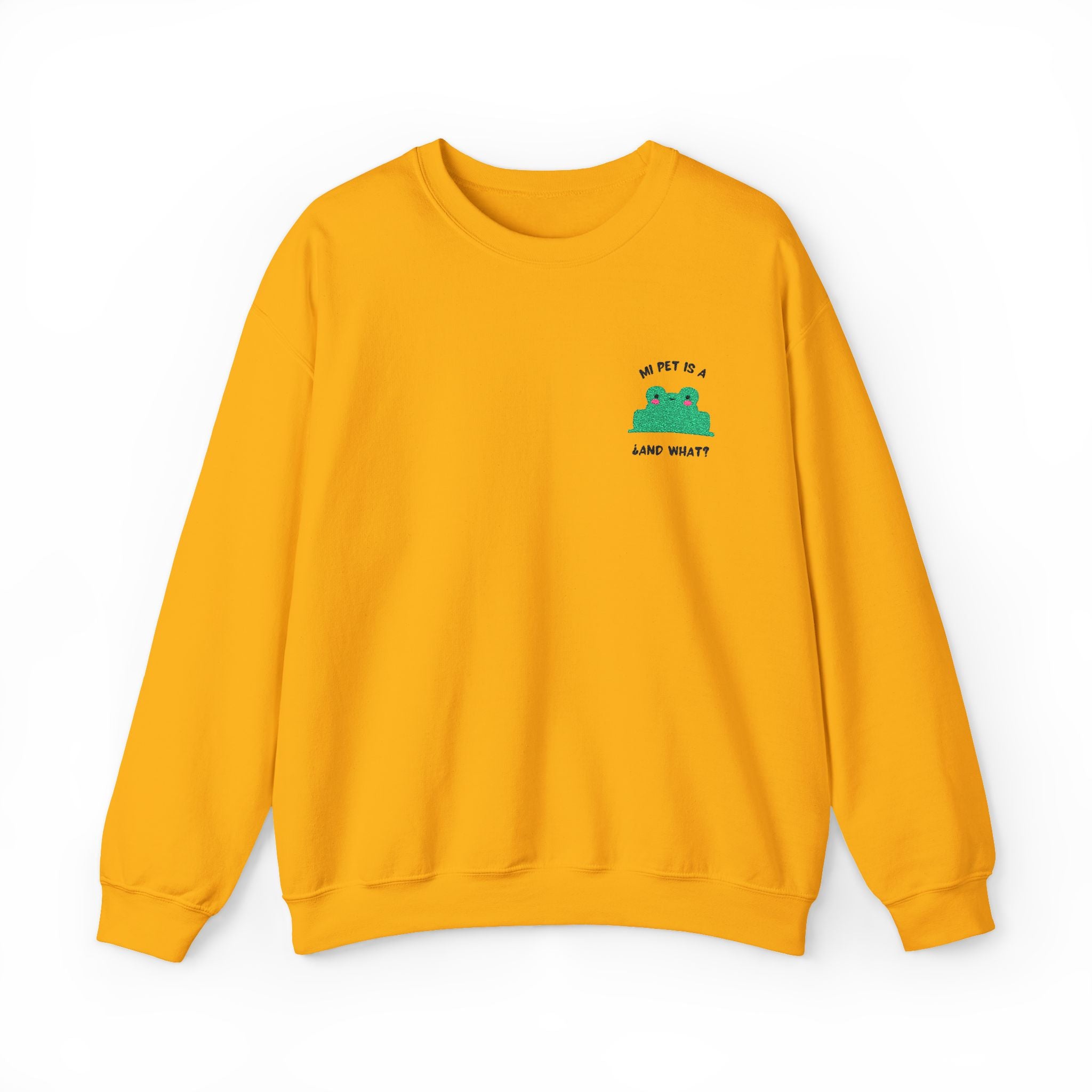 Crewneck Sweatshirt — Cute Green Frog “Ribbit” Pocket Graphic