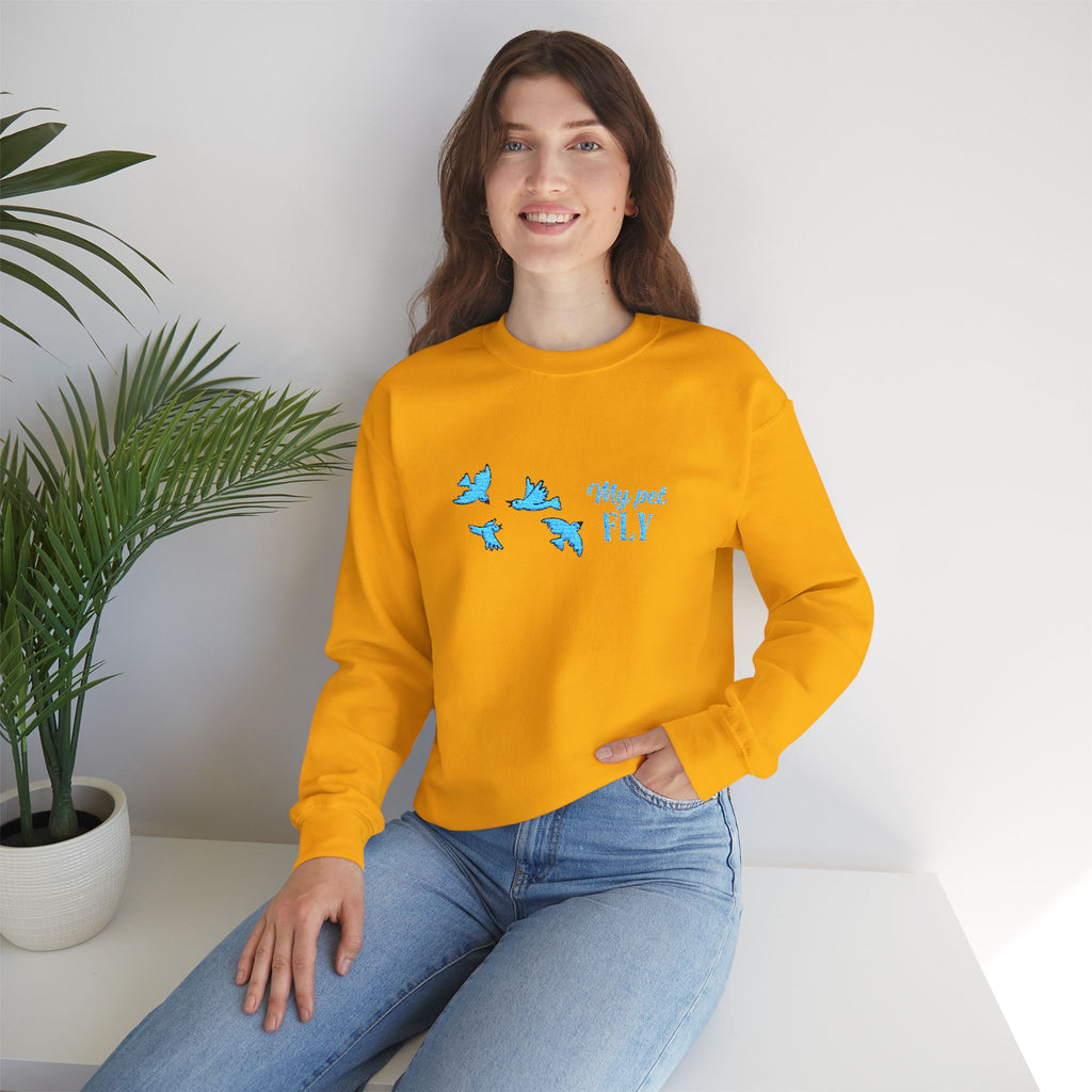 Crewneck Sweatshirt — Blue Butterflies "May We All Fly" Graphic