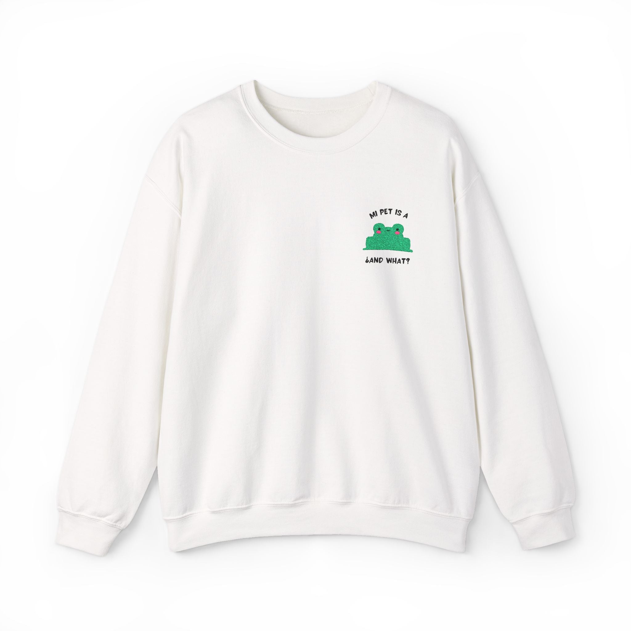 Crewneck Sweatshirt — Cute Green Frog “Ribbit” Pocket Graphic