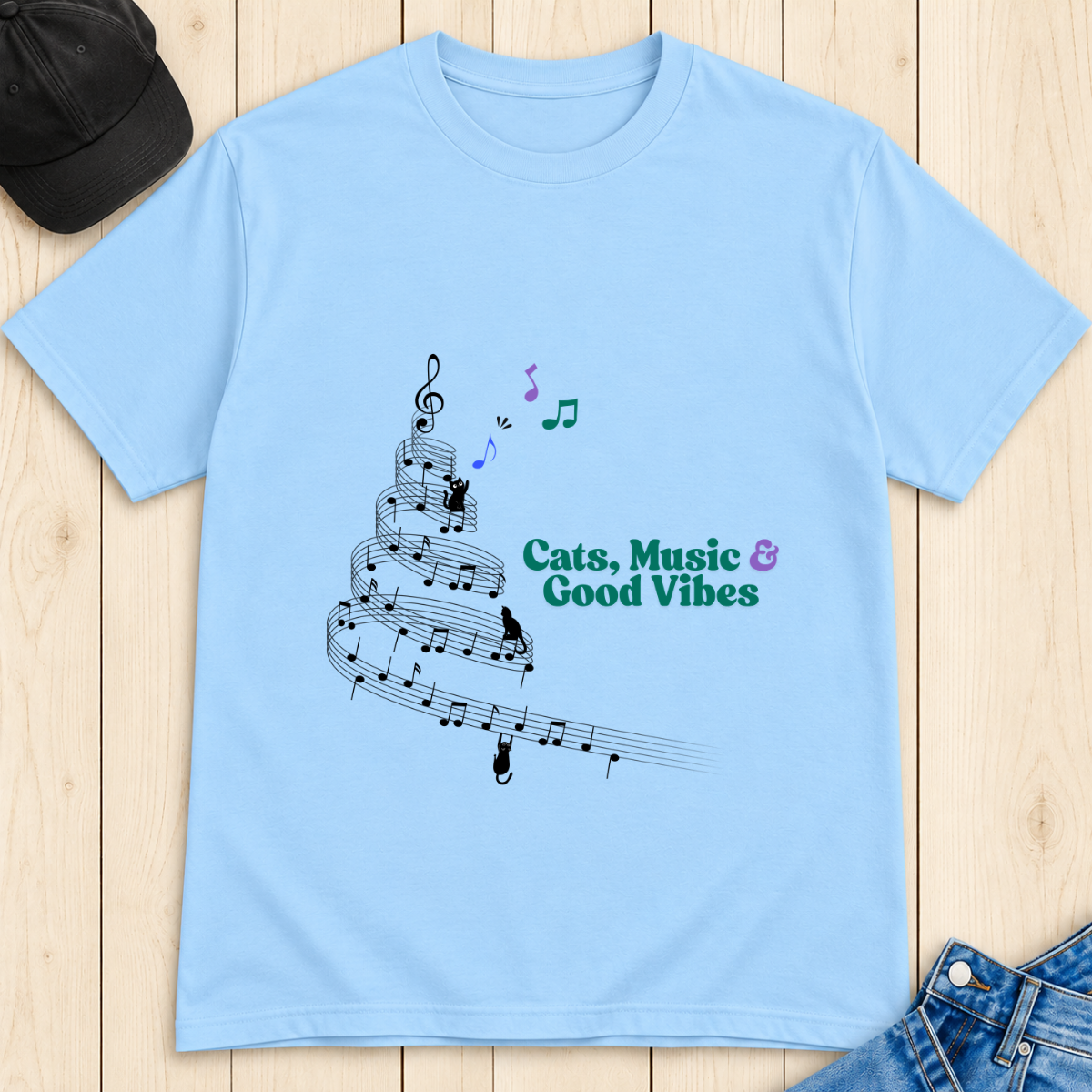 Cats, Music & Good Vibes T-Shirt