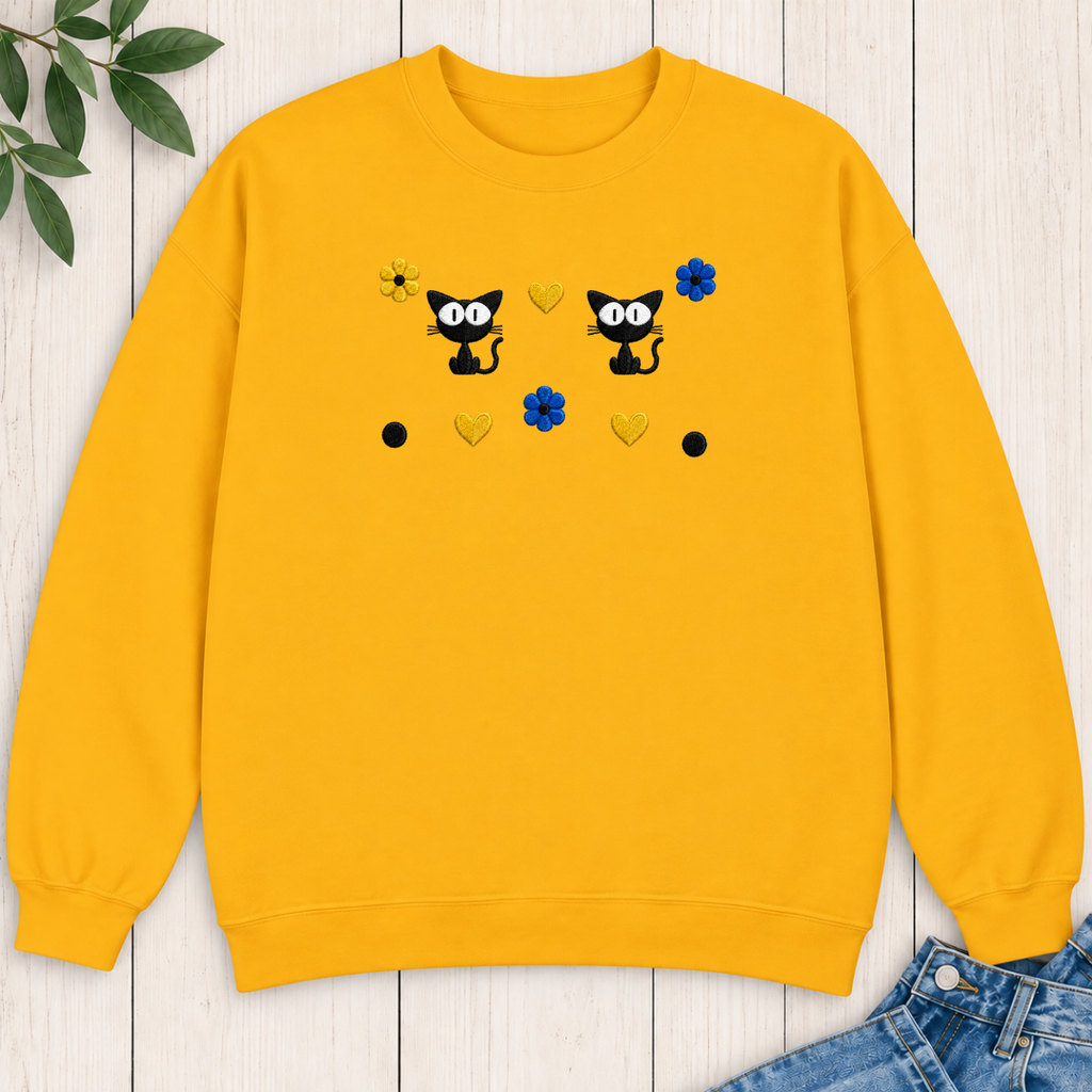 Cute Cat Embroidered Sweatshirt
