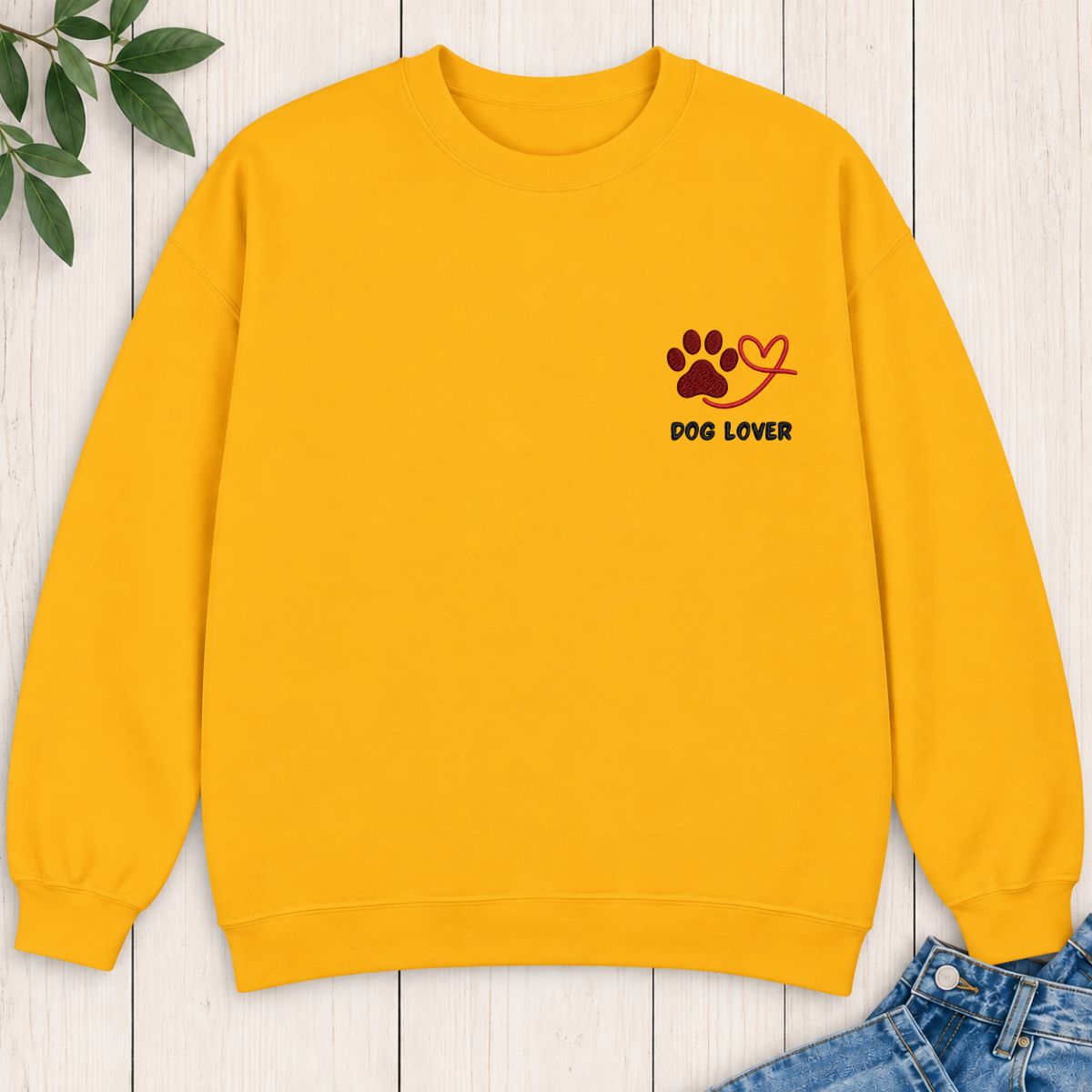 Dog Lover Paw Embroidered Sweatshirt