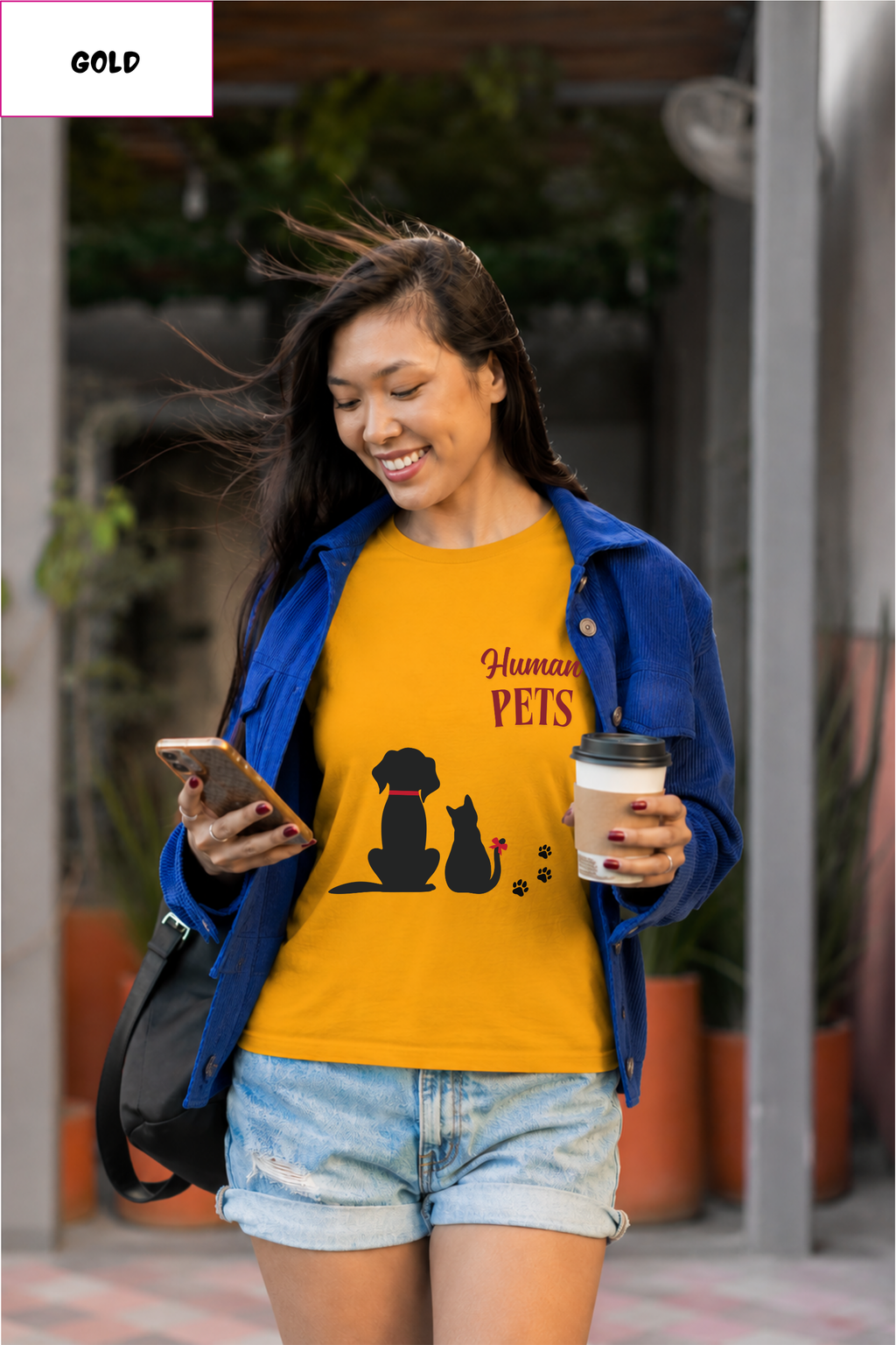 Pet Lover T‑Shirt - "Human Pets" Dog & Cat Silhouette Tee