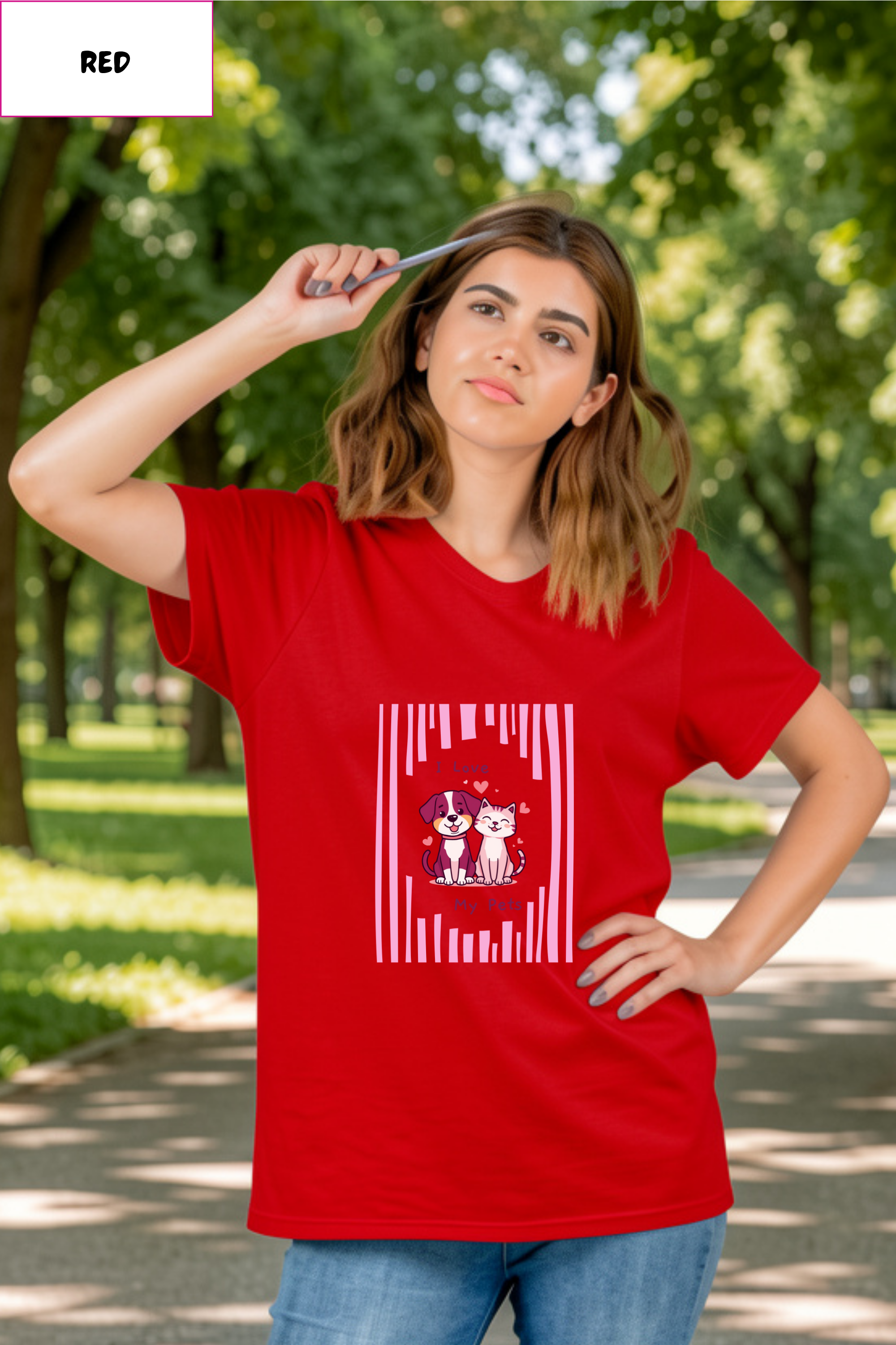 Pet Love T-Shirt — "I Love My Pets" Cute Cat & Dog Graphic Tee, Gift for Pet Owners