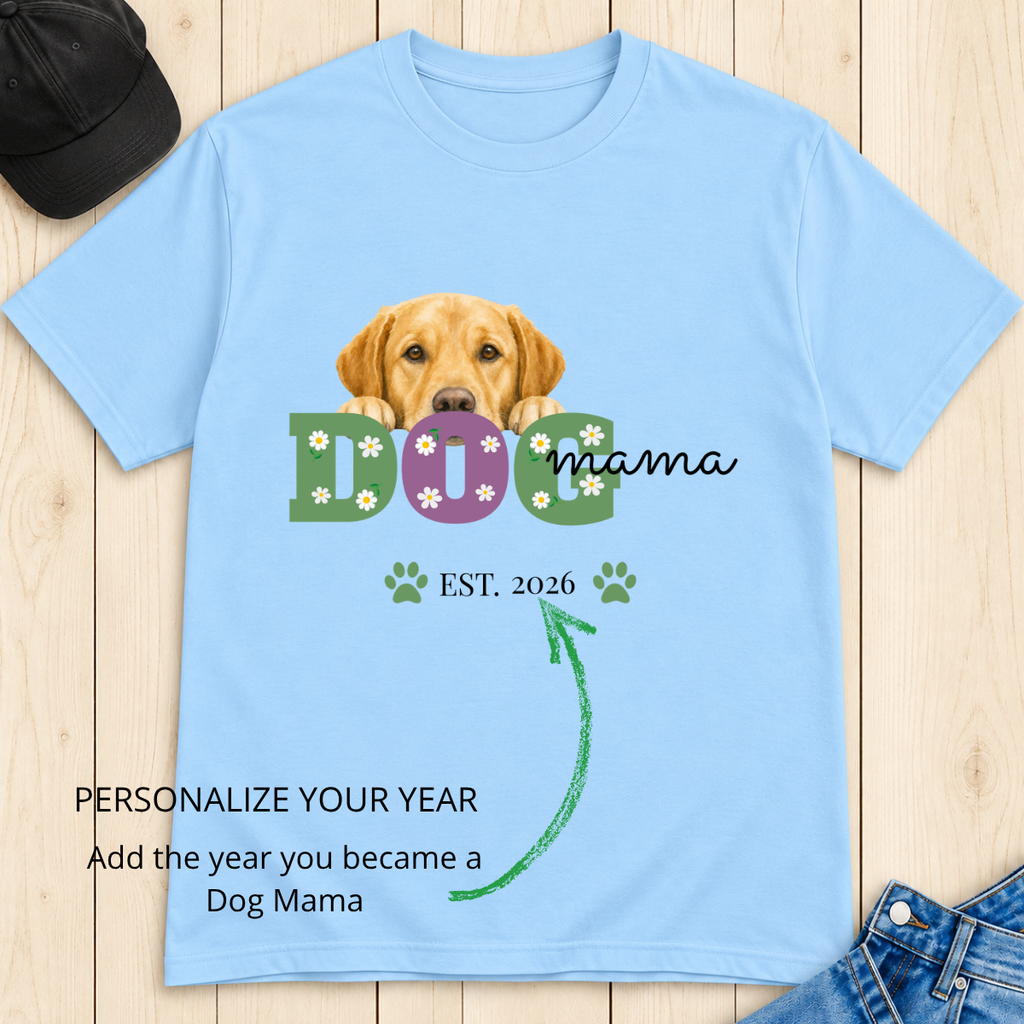 Personalized Dog Mama T-Shirt – Custom Year