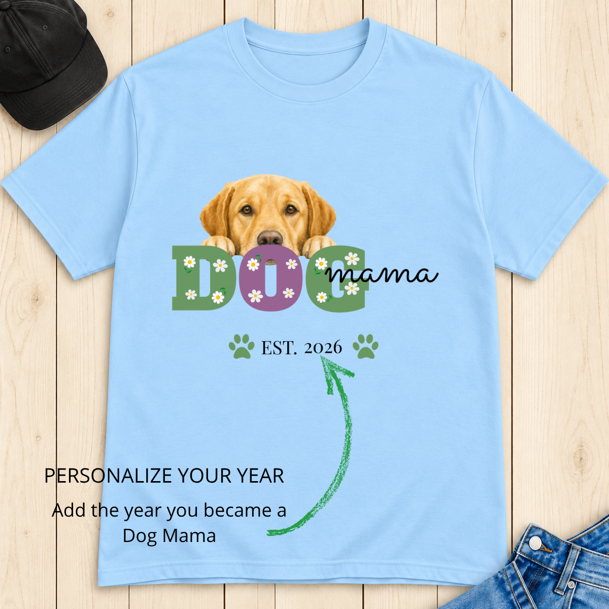 Personalized Dog Mama T-Shirt – Custom Year