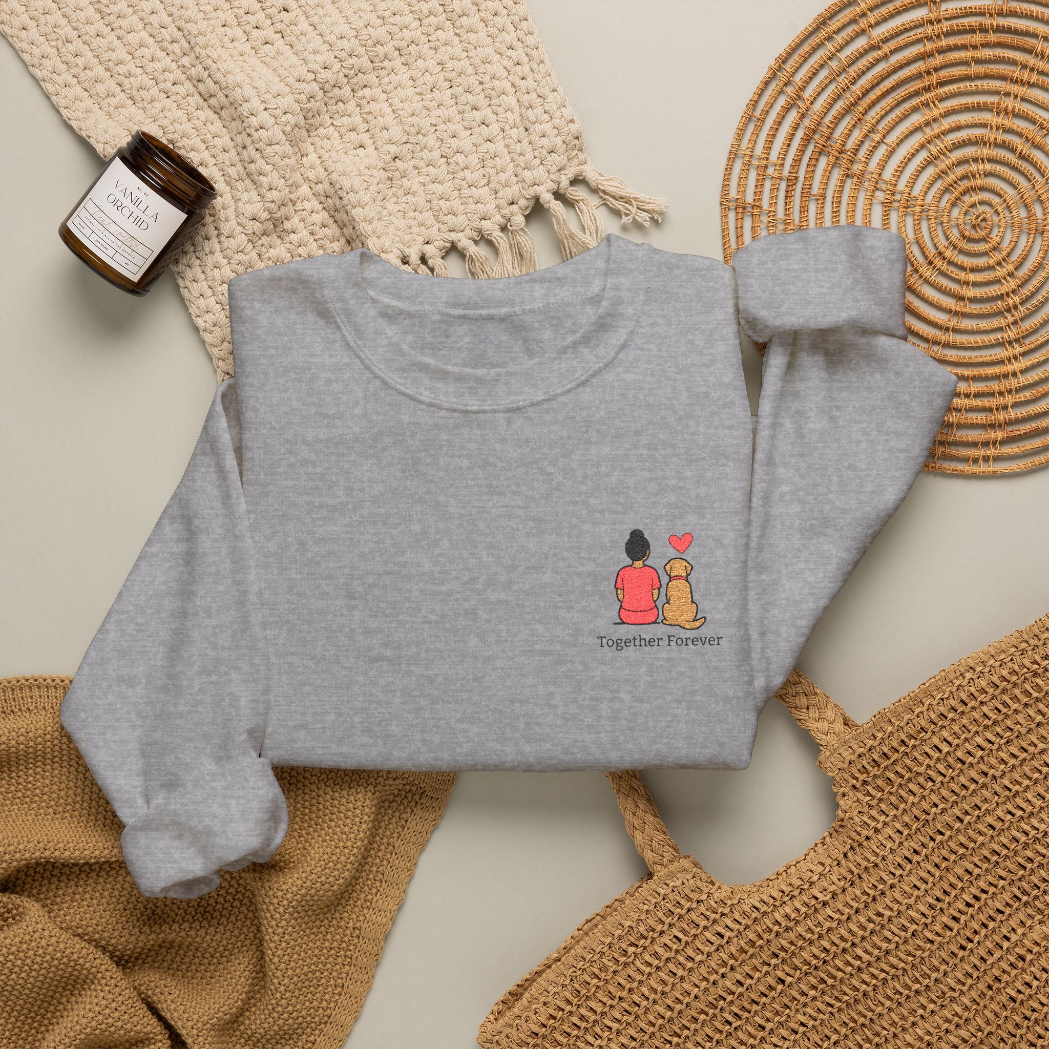 Crewneck Sweatshirt — 'Friends & Food' Cute Mini Illustration