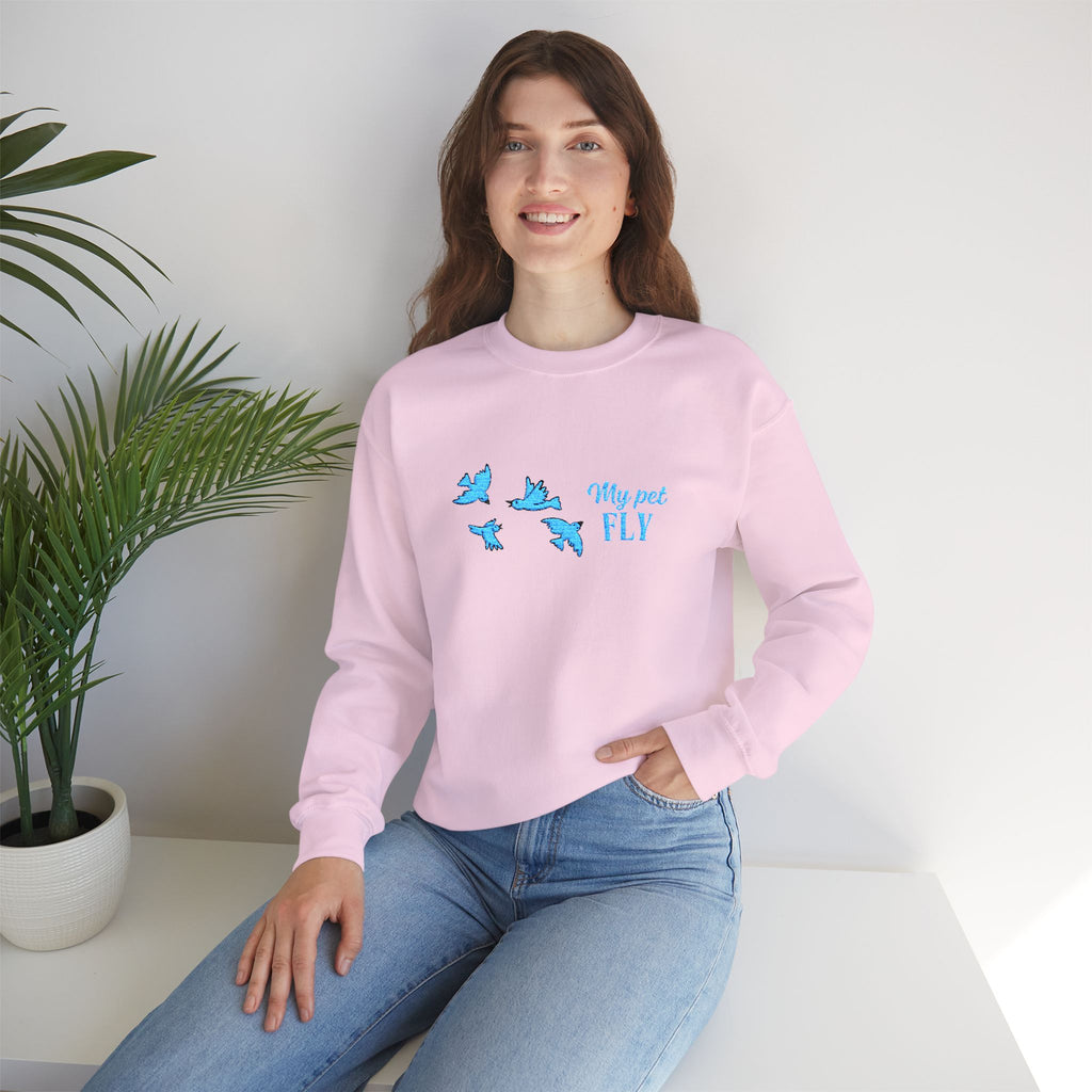 Crewneck Sweatshirt — Blue Butterflies "May We All Fly" Graphic