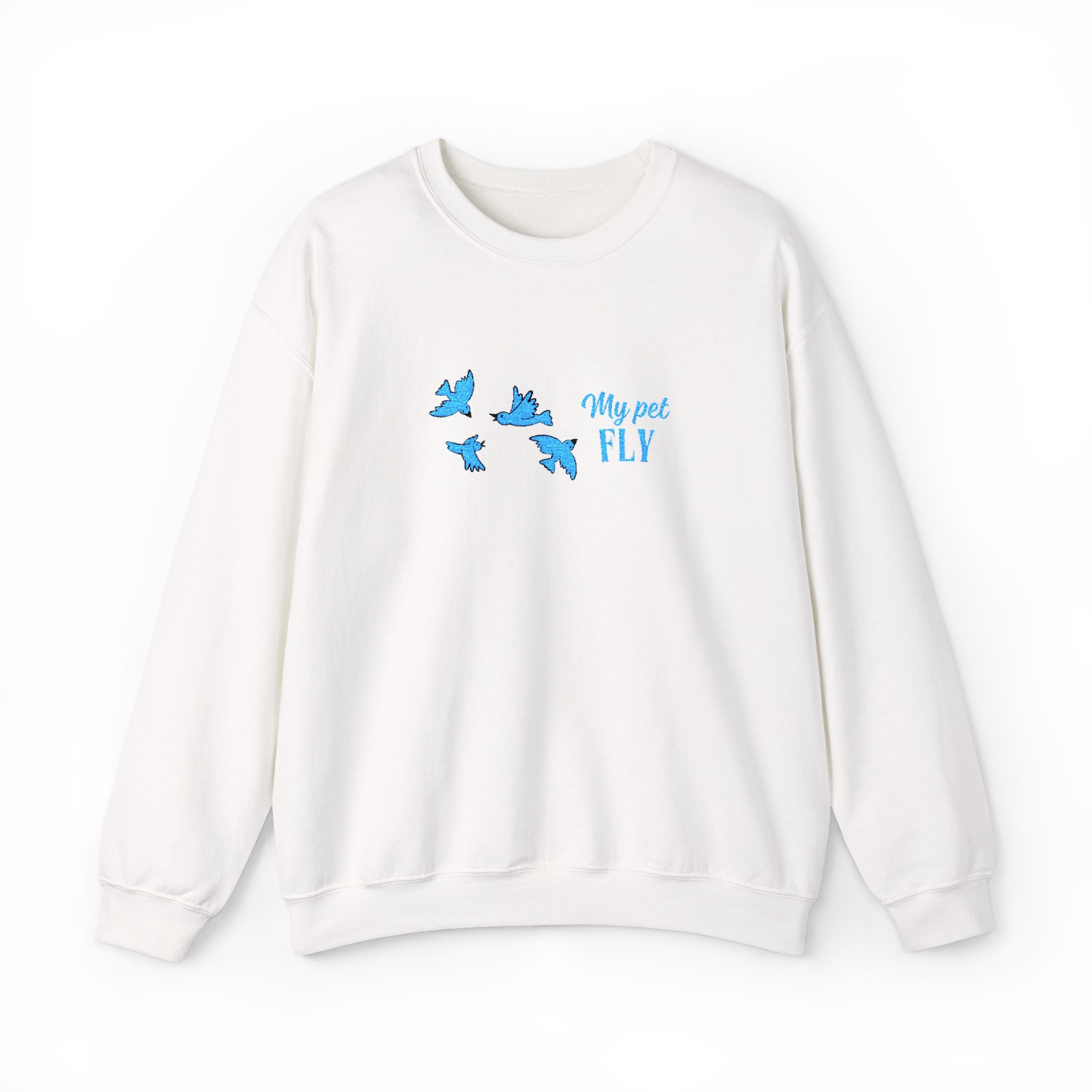 Crewneck Sweatshirt — Blue Butterflies "May We All Fly" Graphic