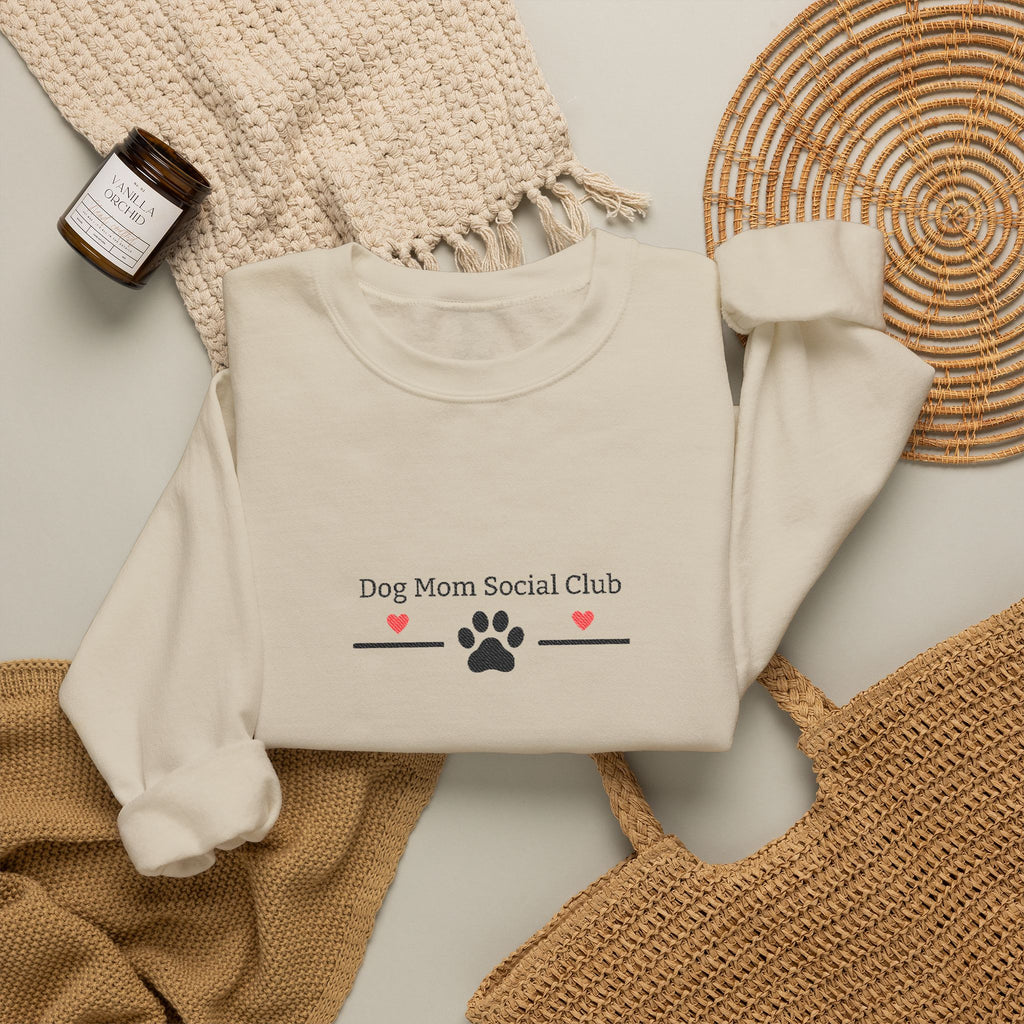 Dog Mom Social Club sweatshirt | Paw print, hearts, minimalist dog lover design