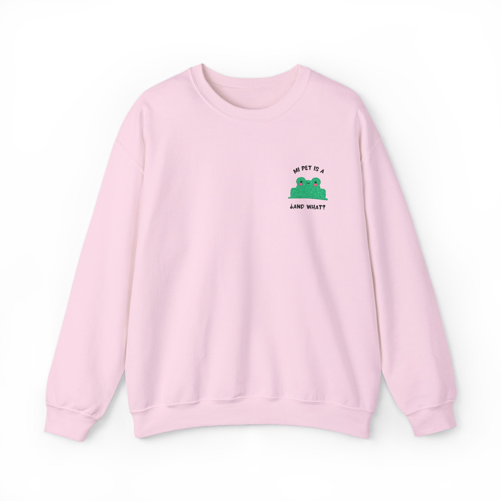Crewneck Sweatshirt — Cute Green Frog “Ribbit” Pocket Graphic