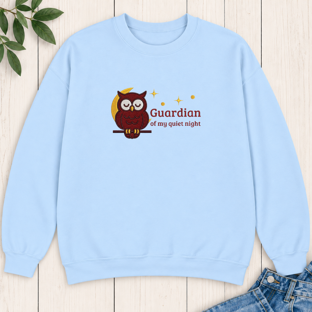 Guardian of My Quiet Night Owl Embroidered Sweatshirt