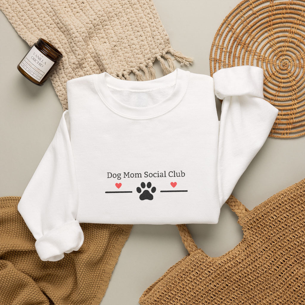 Dog Mom Social Club sweatshirt | Paw print, hearts, minimalist dog lover design
