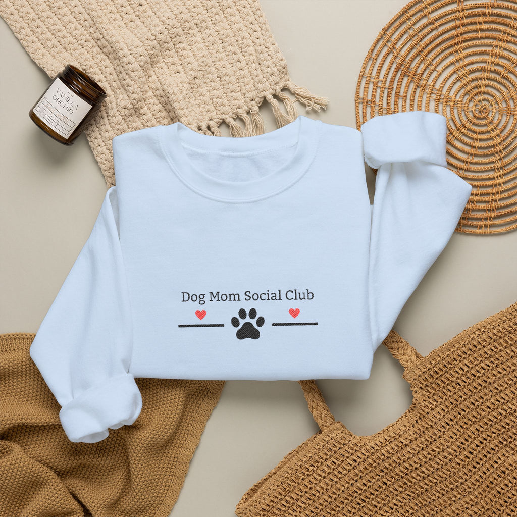 Dog Mom Social Club sweatshirt | Paw print, hearts, minimalist dog lover design