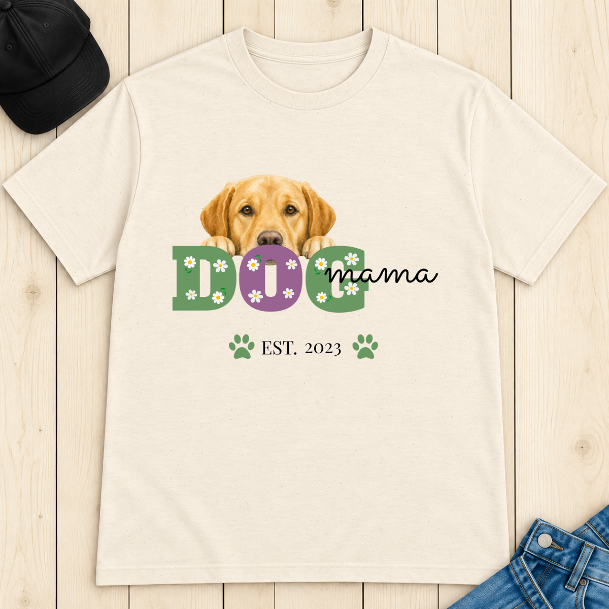 Personalized Dog Mama T-Shirt – Custom Year