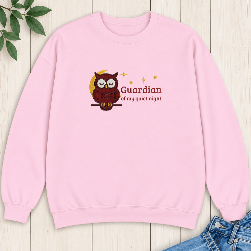 Guardian of My Quiet Night Owl Embroidered Sweatshirt