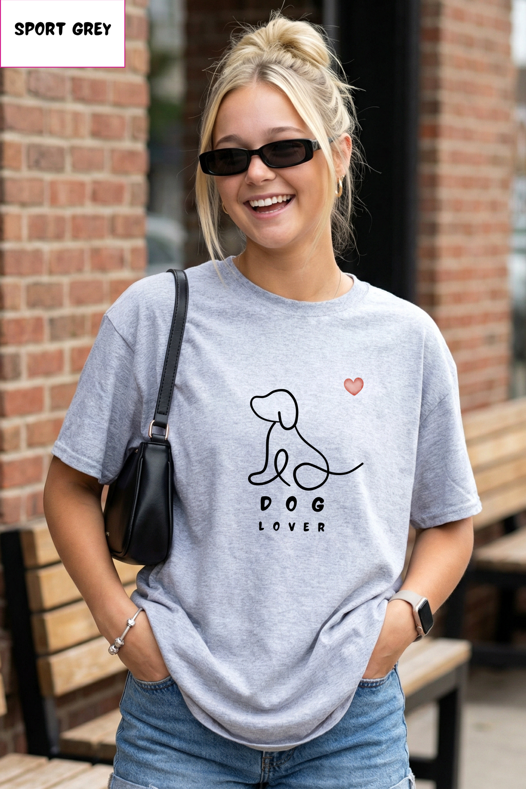 Dog Lover T-Shirt — Minimal Line Art Puppy Tee with Heart