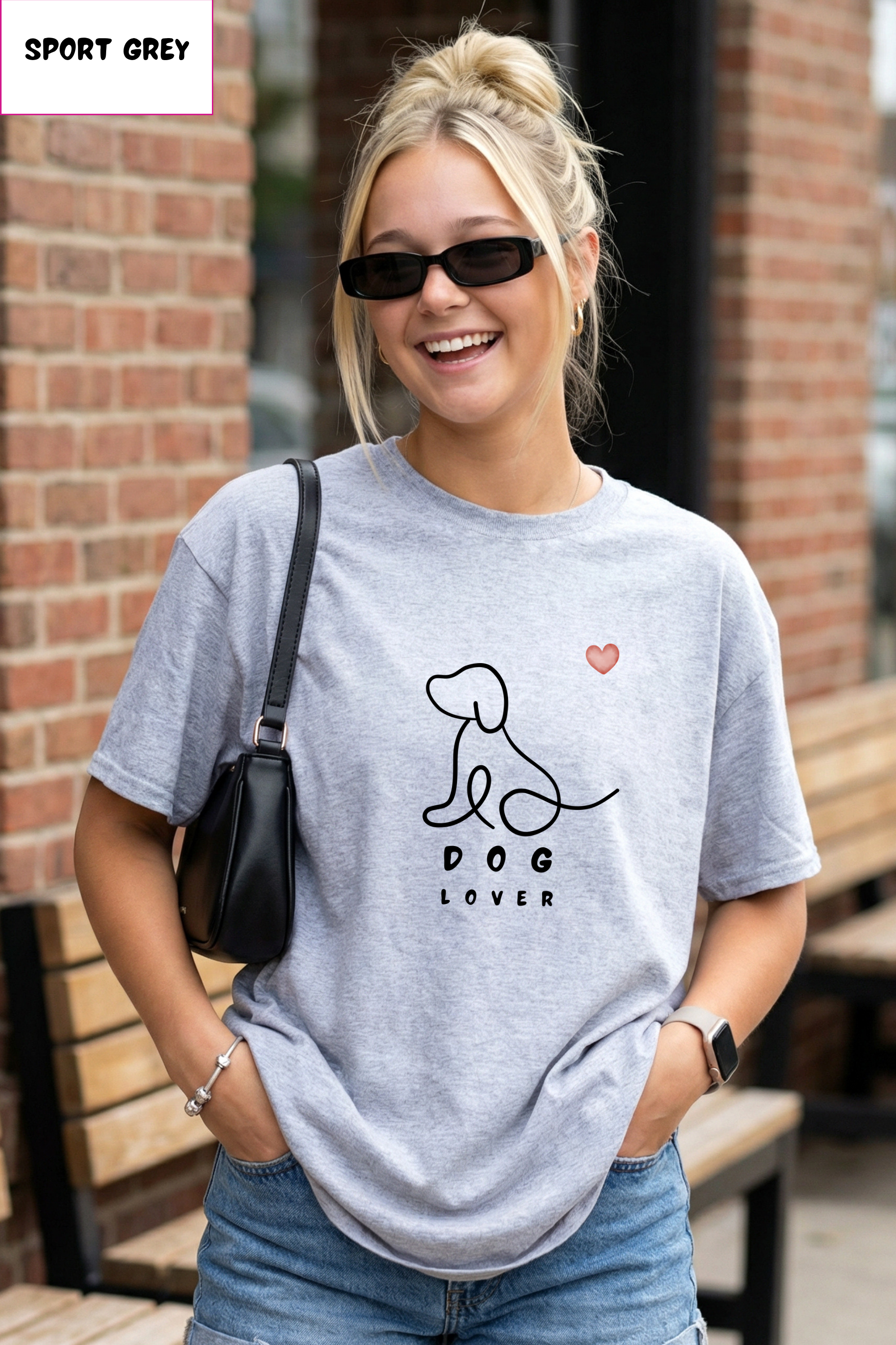 Dog Lover T-Shirt — Minimal Line Art Puppy Tee with Heart