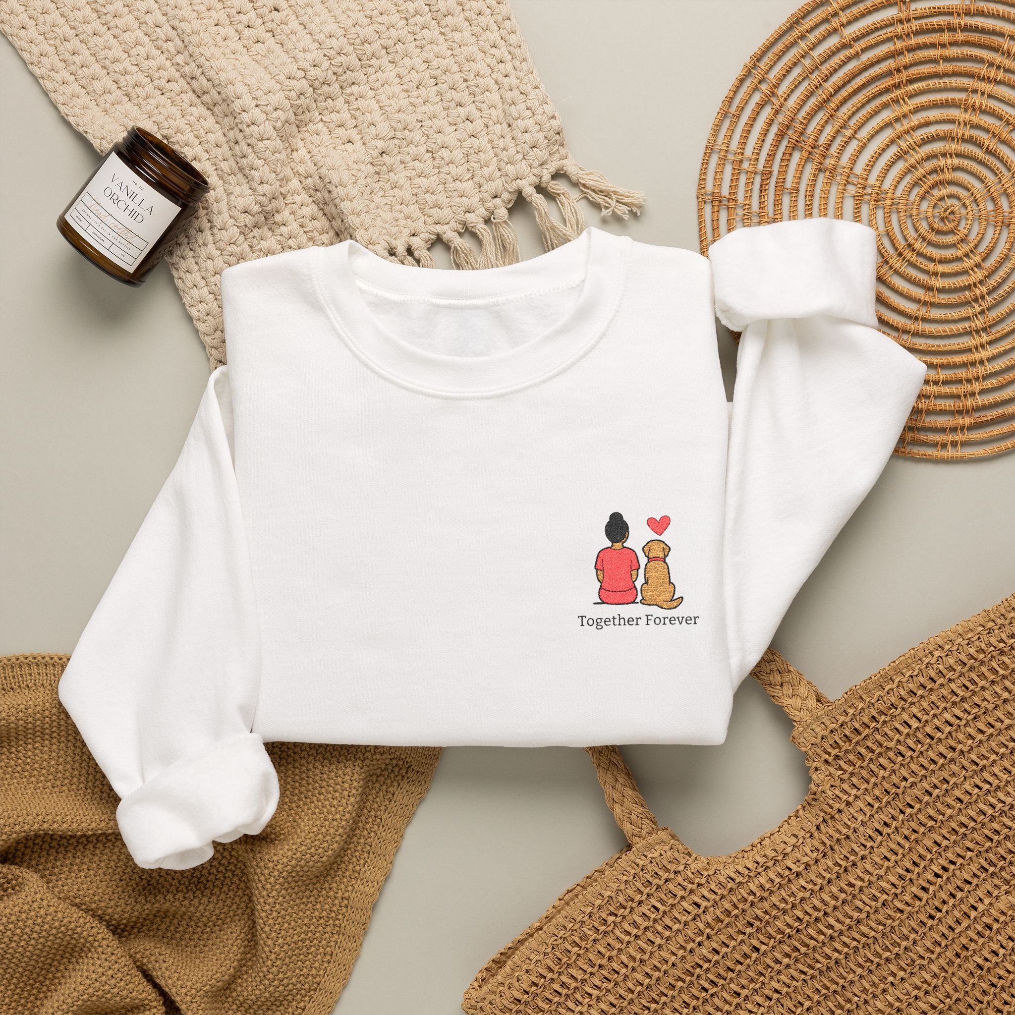 Crewneck Sweatshirt — 'Friends & Food' Cute Mini Illustration