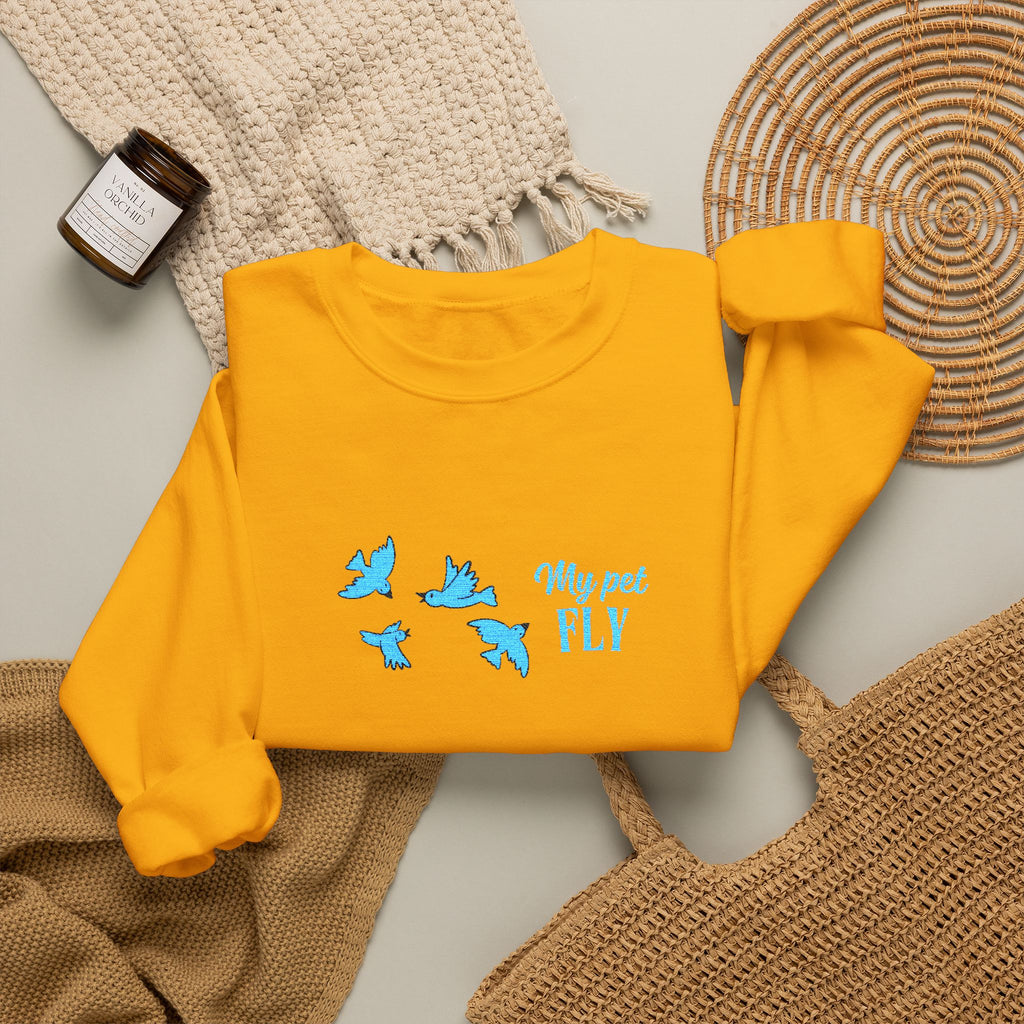 Crewneck Sweatshirt — Blue Butterflies "May We All Fly" Graphic