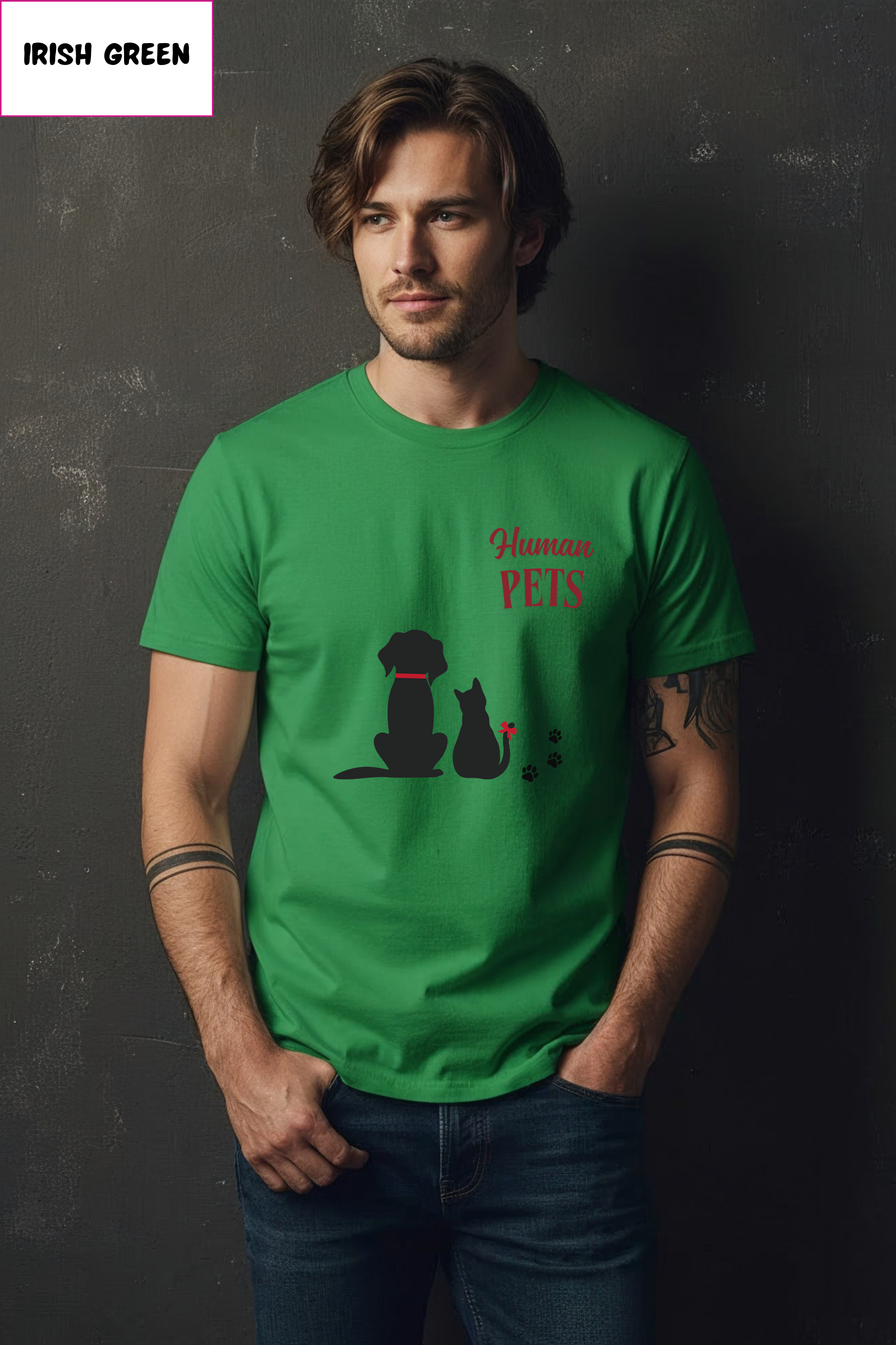 Pet Lover T‑Shirt - "Human Pets" Dog & Cat Silhouette Tee