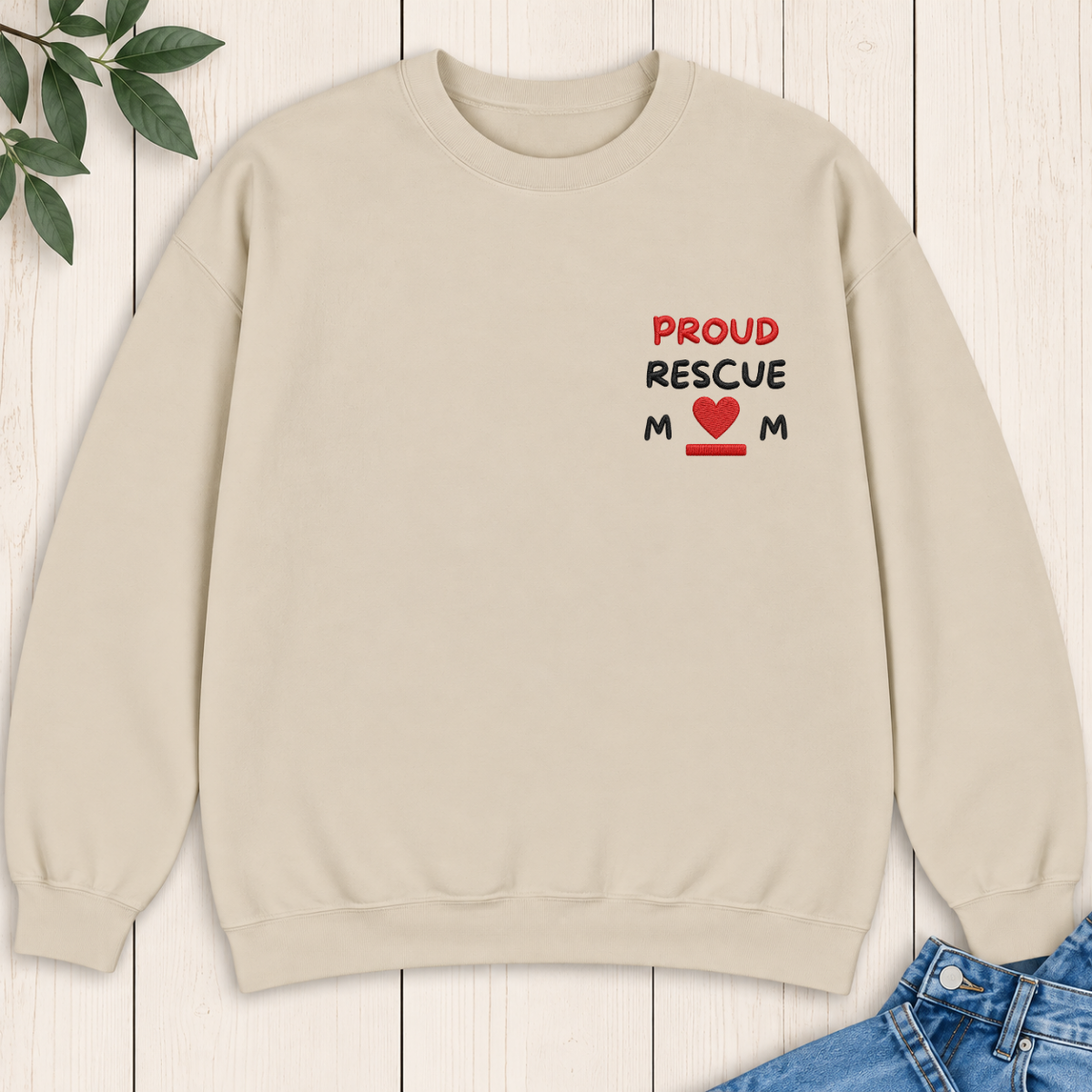 Proud Rescue Mom Embroidered Sweatshirt