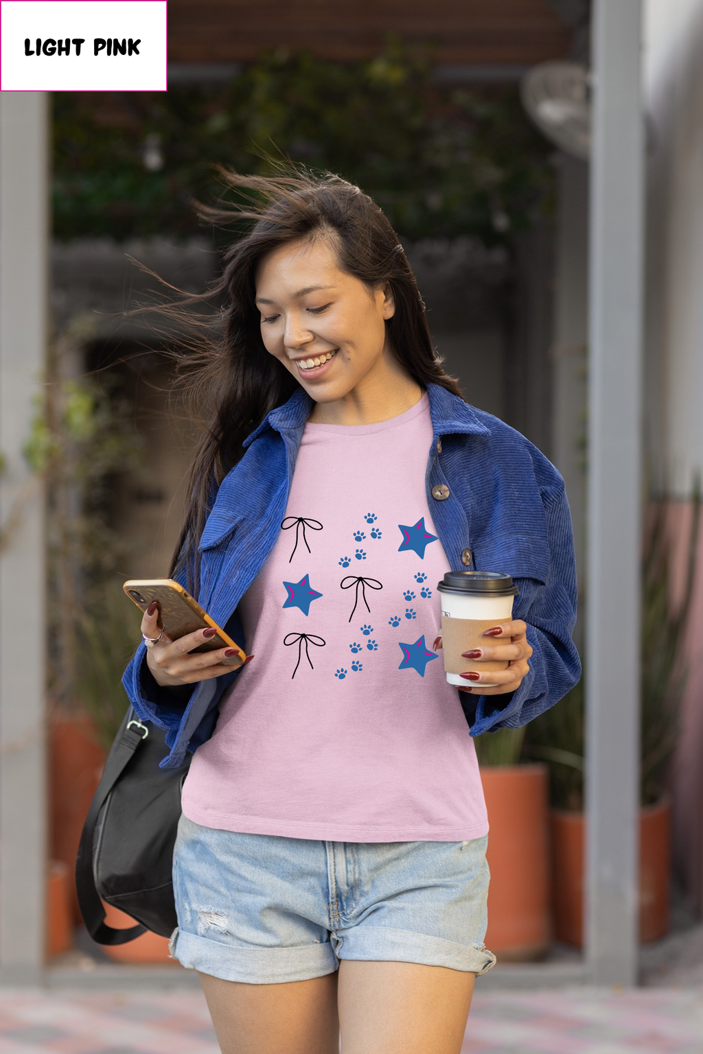 Bow & Sparkles Tee — Cute Starry Ribbon Graphic T-Shirt