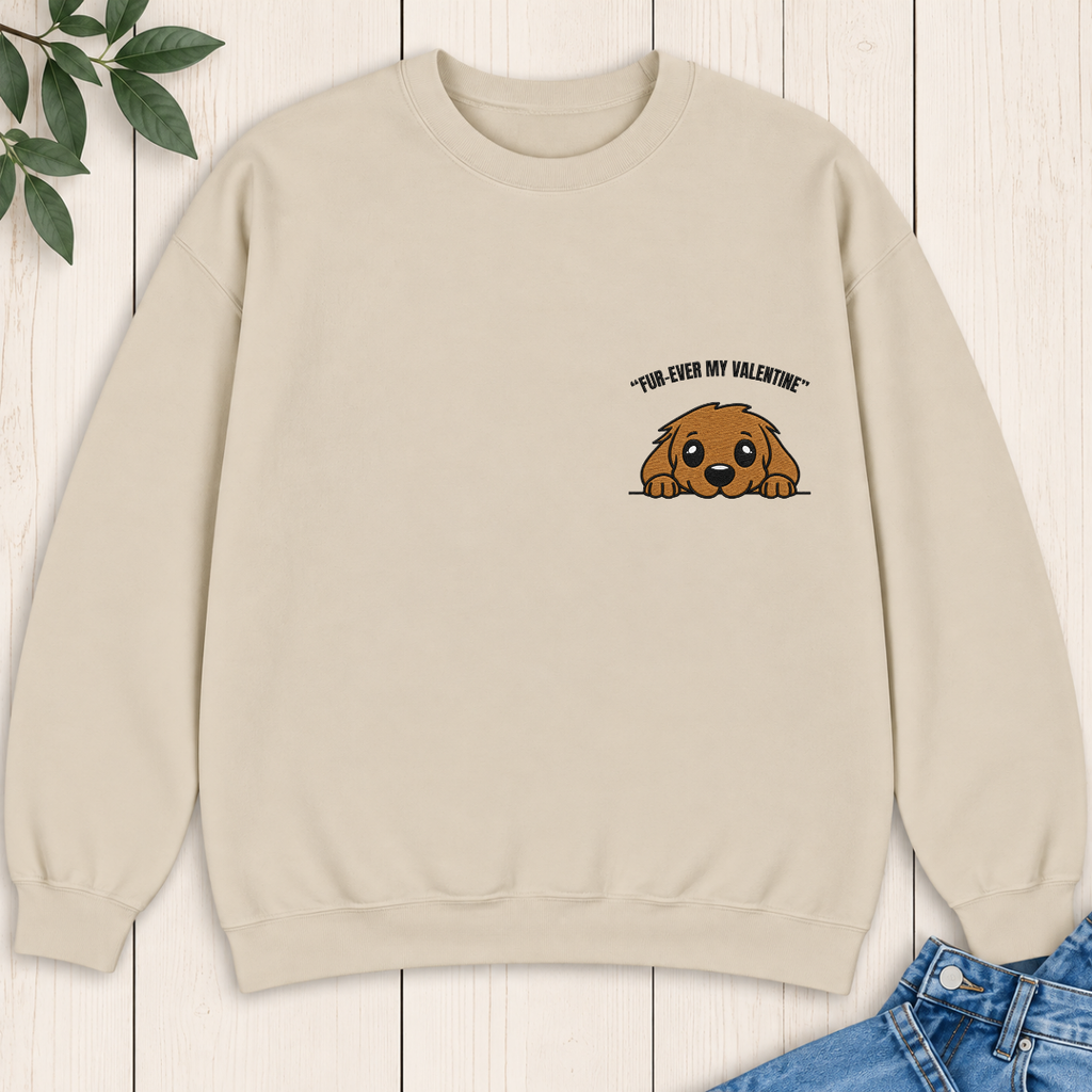 Peeking Dog Embroidered Sweatshirt