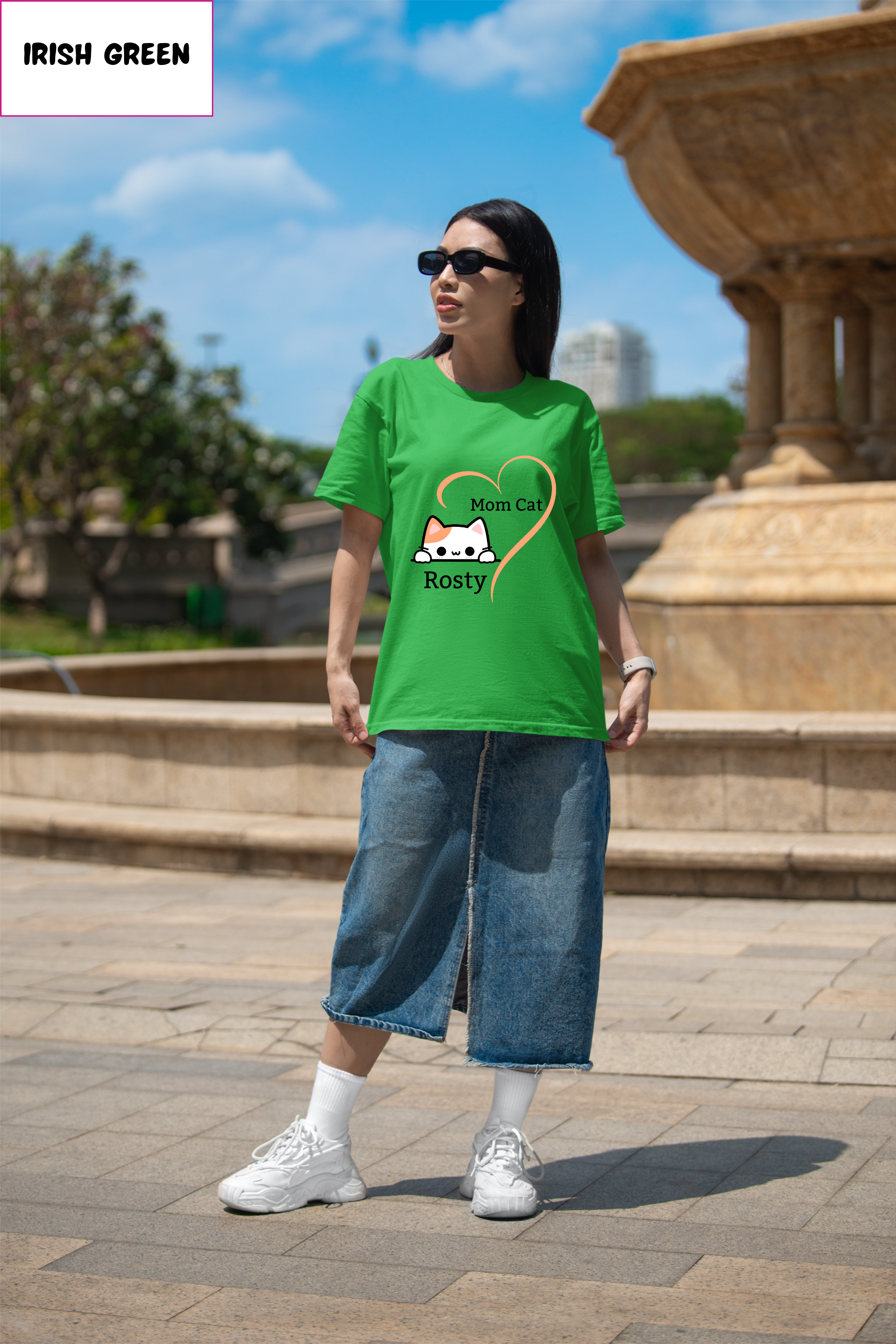 Mom Cat Personalized T-Shirt – Cute Cat Heart Tee with Name  customizable