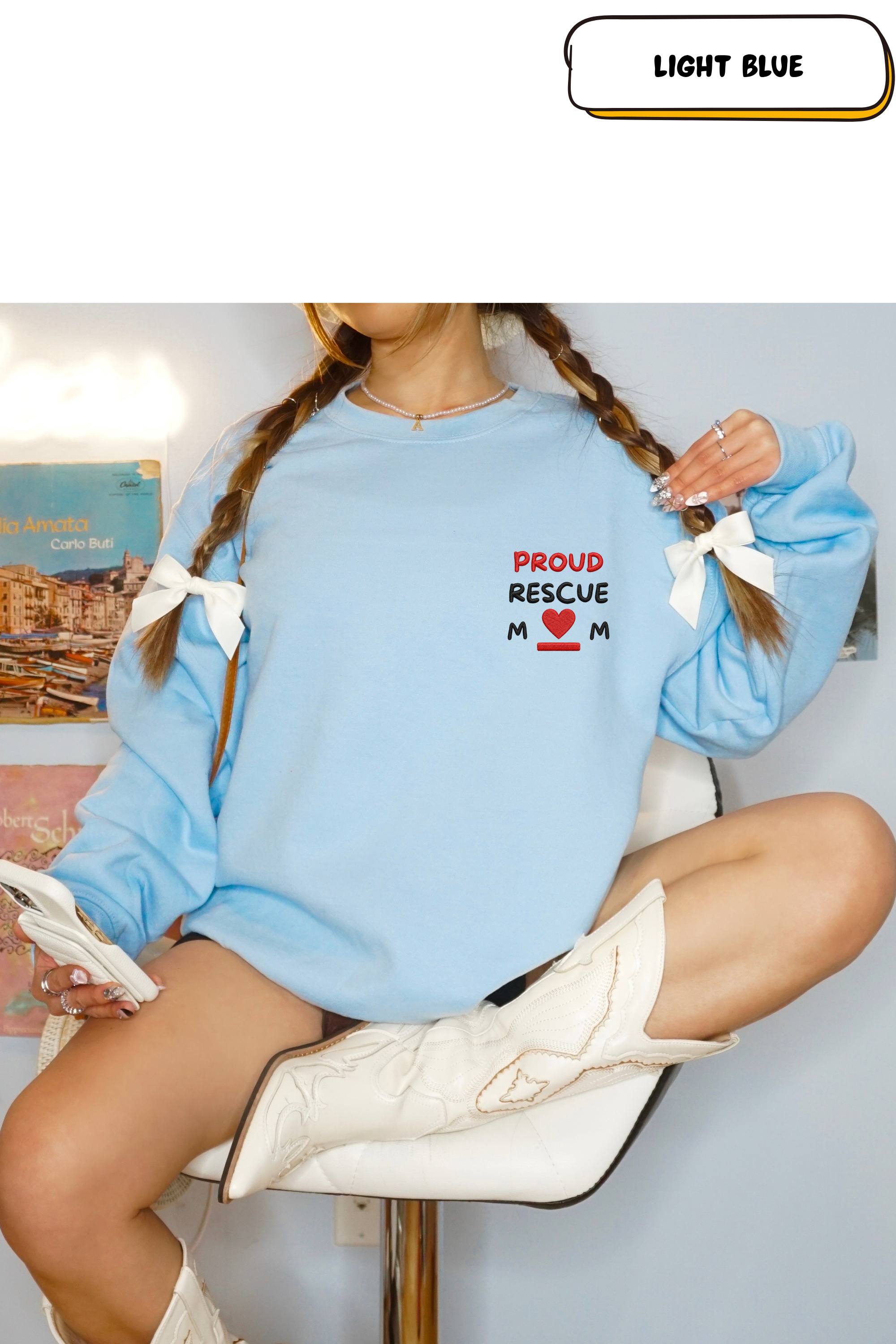 Crewneck Sweatshirt — 'About Right Now' Pocket Heart Design
