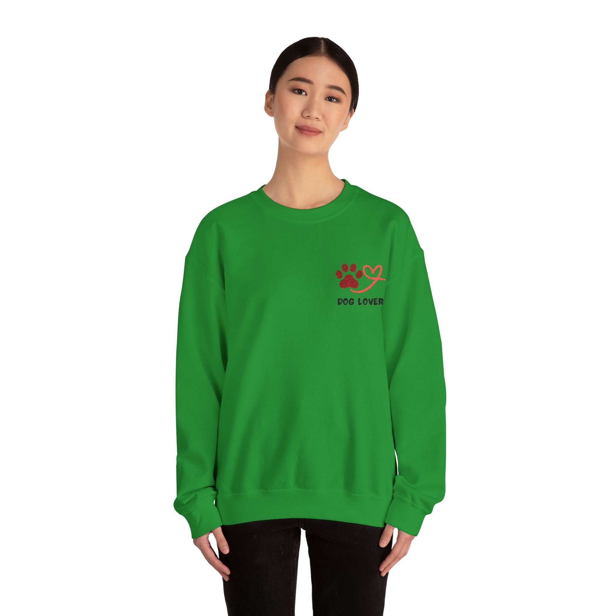 Pet Lover Crewneck Sweatshirt — Red Paw & Heart "Dog Mom" Design