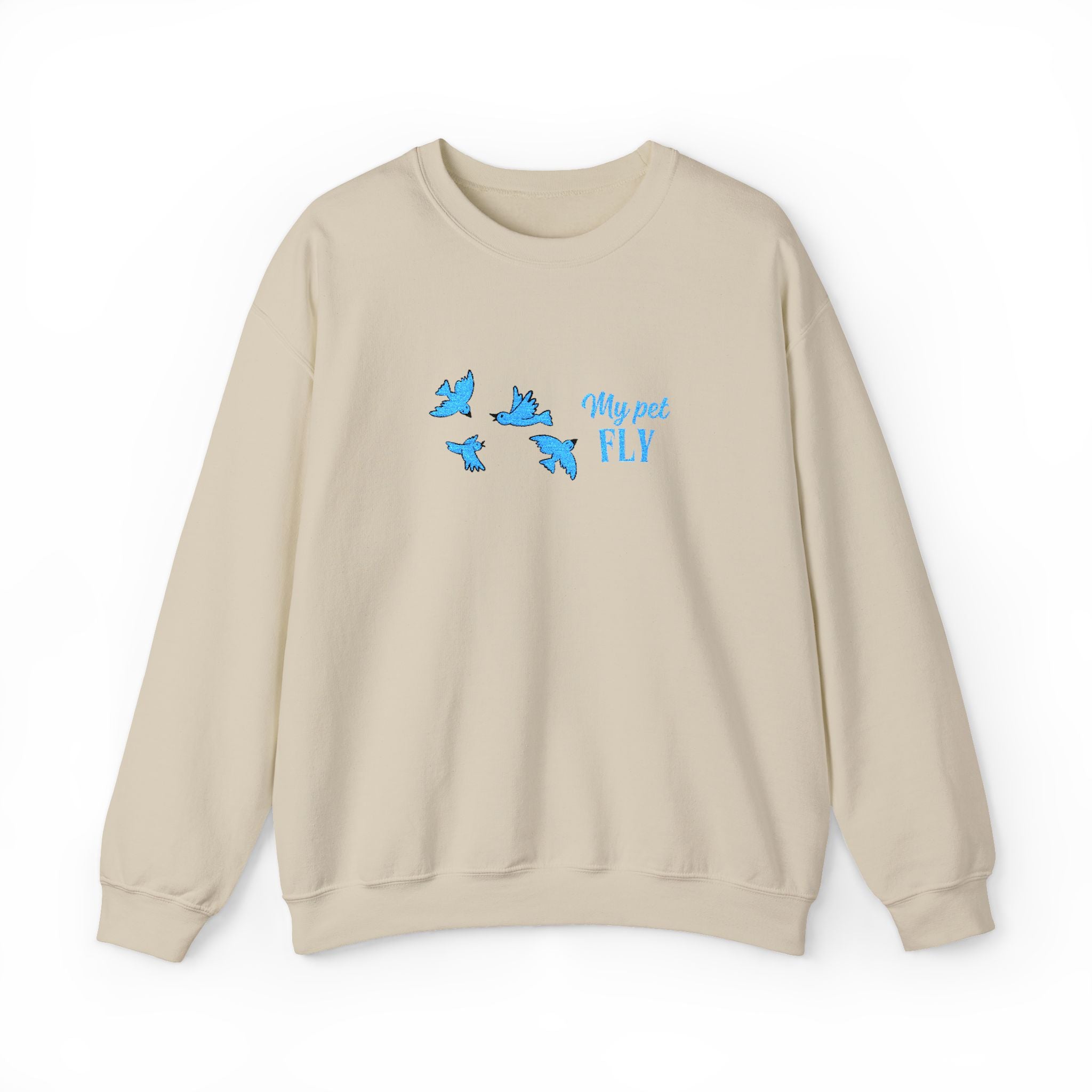 Crewneck Sweatshirt — Blue Butterflies "May We All Fly" Graphic