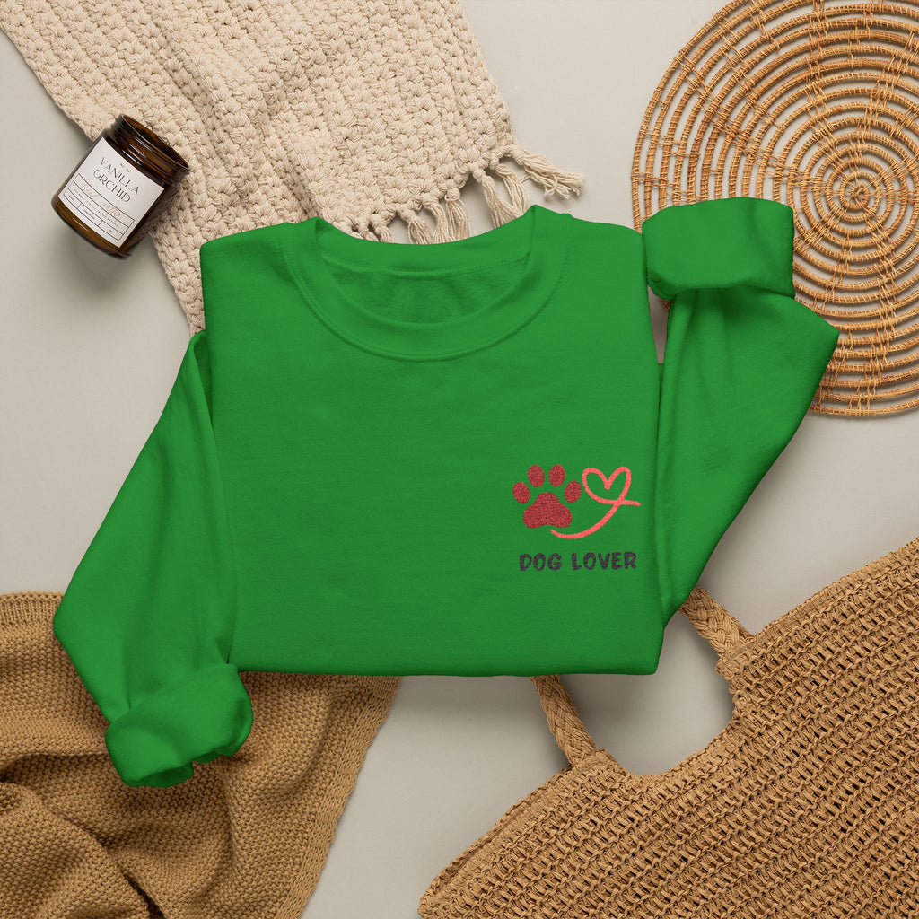 Pet Lover Crewneck Sweatshirt — Red Paw & Heart "Dog Mom" Design