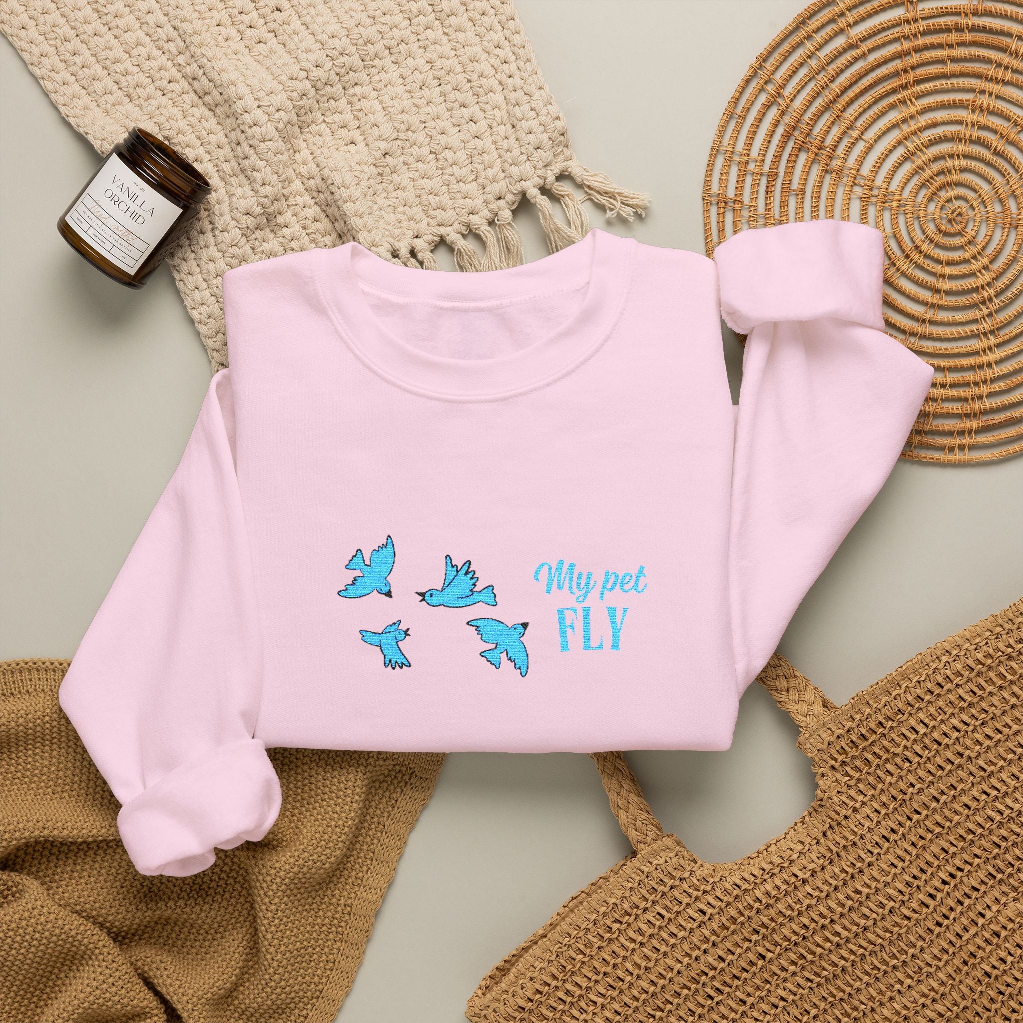 Crewneck Sweatshirt — Blue Butterflies "May We All Fly" Graphic